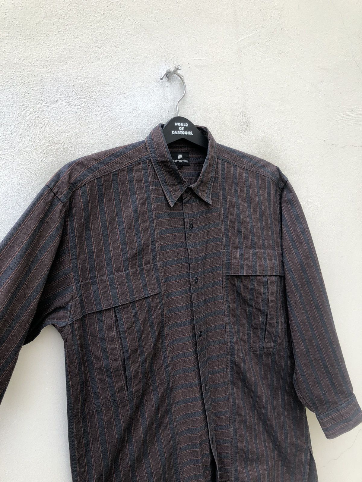 Issey Miyake Vintage 90s Issey Miyake Large Pocket Striped Hamilton Shirt Size US S / EU 44-46 / 1 - 7 Thumbnail
