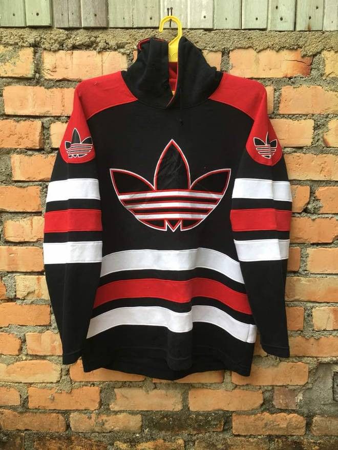 Adidas × Vintage Adidas Pullover Multicolour Sweater Hooded Medium Size Size US M / EU 48-50 / 2 - 1 Thumbnail