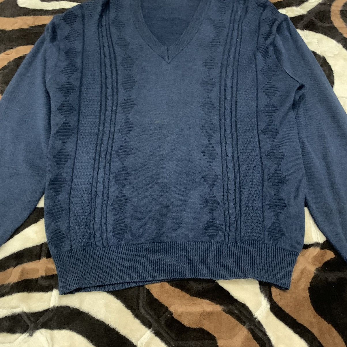 Aran Isles Knitwear × Japanese Brand 🟢JACK BROWN Vintage 80s Argyle Cable Knit Pullover Sweater Size US L / EU 52-54 / 3 - 4 Thumbnail