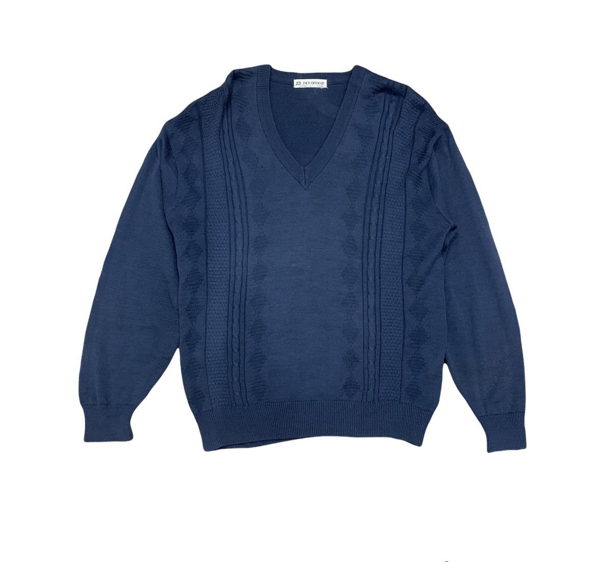 Aran Isles Knitwear × Japanese Brand 🟢JACK BROWN Vintage 80s Argyle Cable Knit Pullover Sweater Size US L / EU 52-54 / 3 - 1 Thumbnail