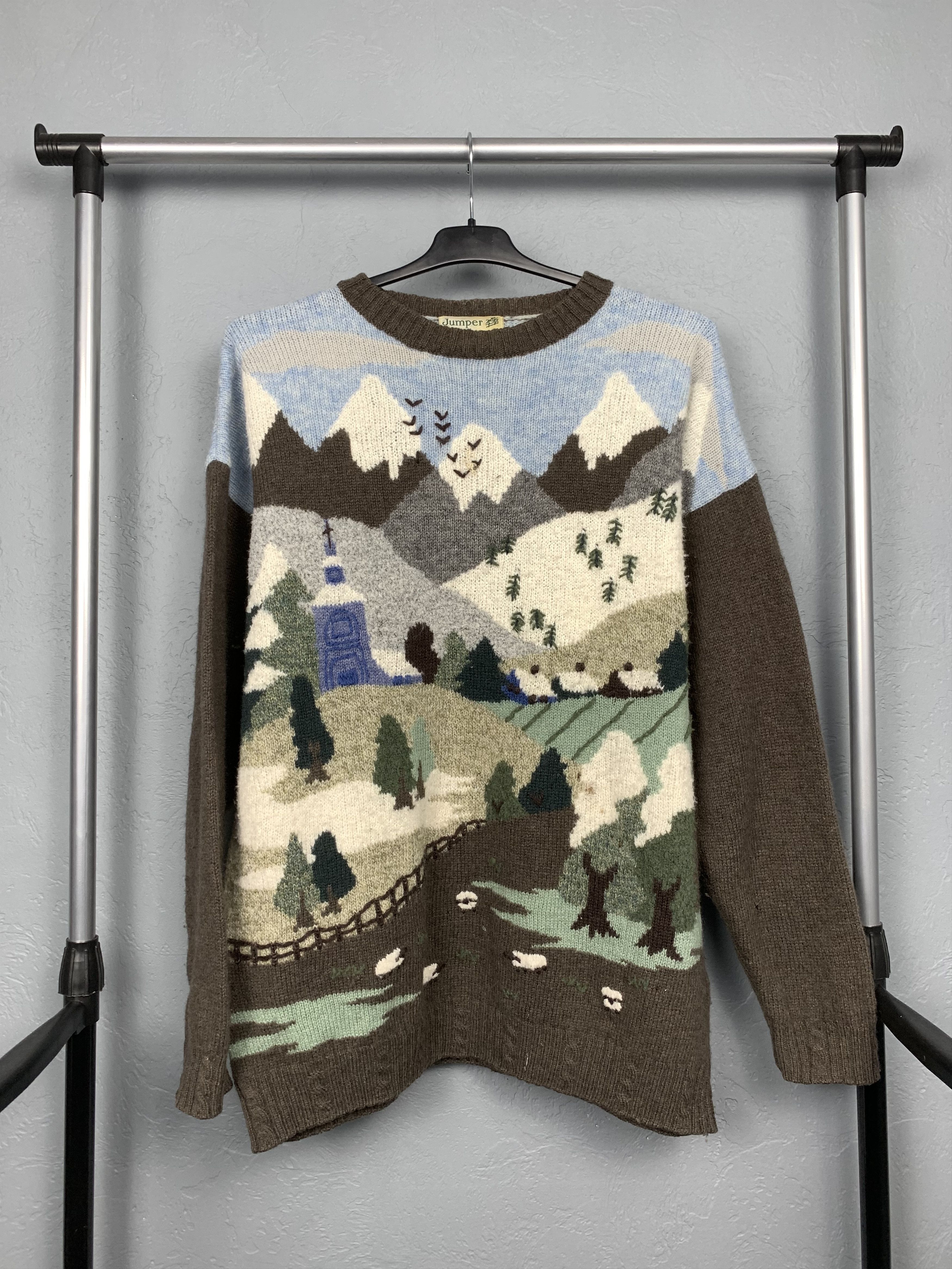 Vintage Vintage Crewneck Grafic Print Oversized Sweater Art Size US L / EU 52-54 / 3 - 1 Thumbnail