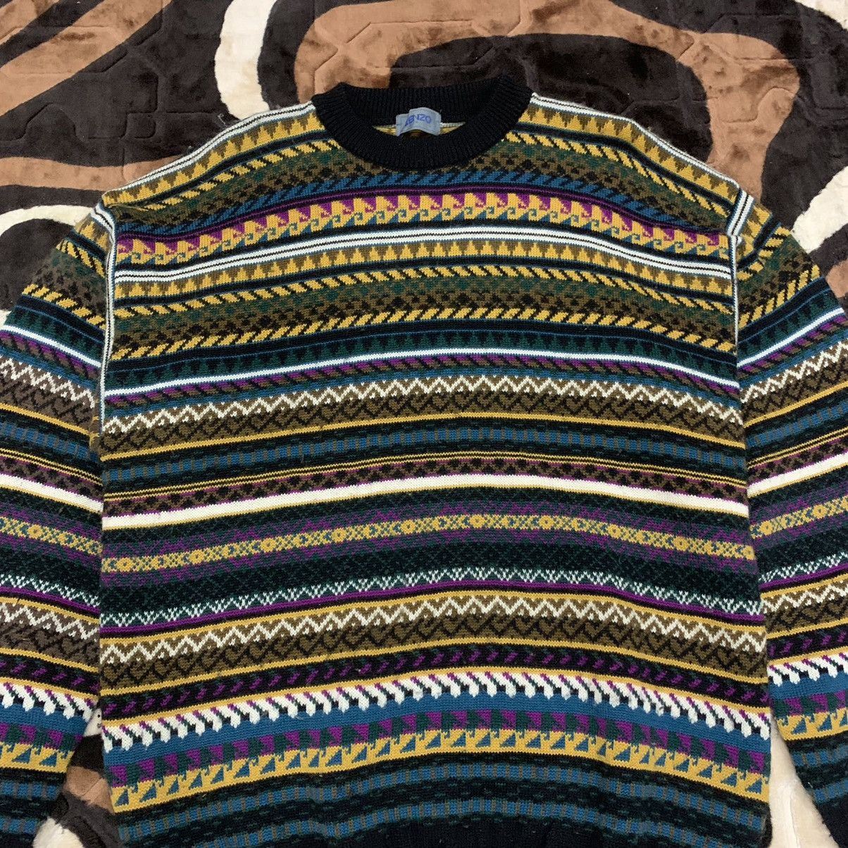 Aran Isles Knitwear × Kenzo KENZO Vintag 80s FairIsle Wool Knit Jumper Pullover Sweater Size US L / EU 52-54 / 3 - 3 Thumbnail