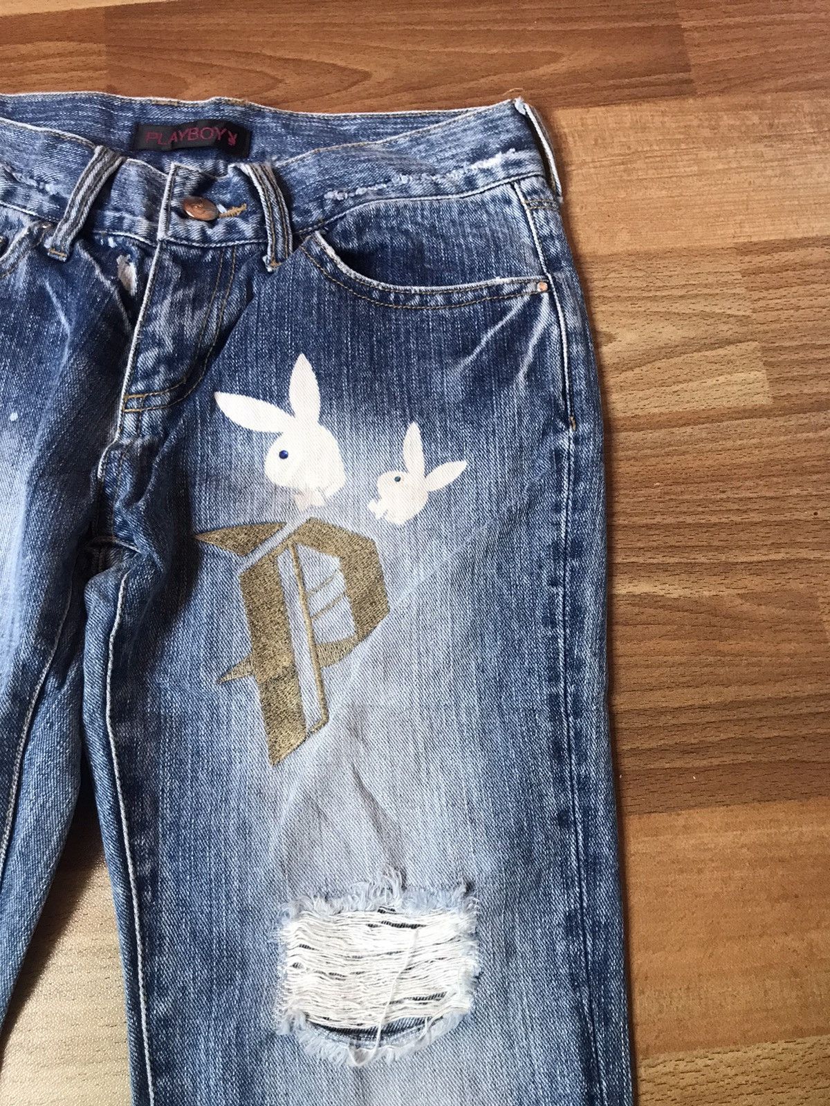 Japanese Brand ‼️PLAYBOY DISTRESSED DENIM BOOTCUT ‼️ Size 28" / US 6 / IT 42 - 3 Thumbnail