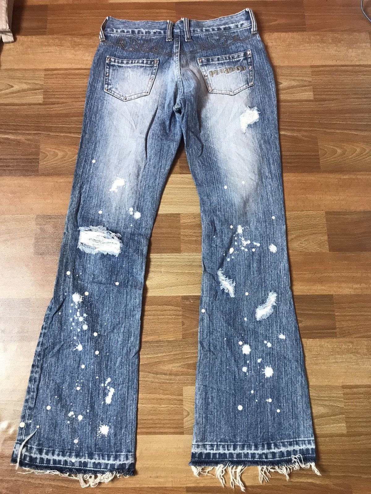 Japanese Brand ‼️PLAYBOY DISTRESSED DENIM BOOTCUT ‼️ Size 28" / US 6 / IT 42 - 7 Thumbnail