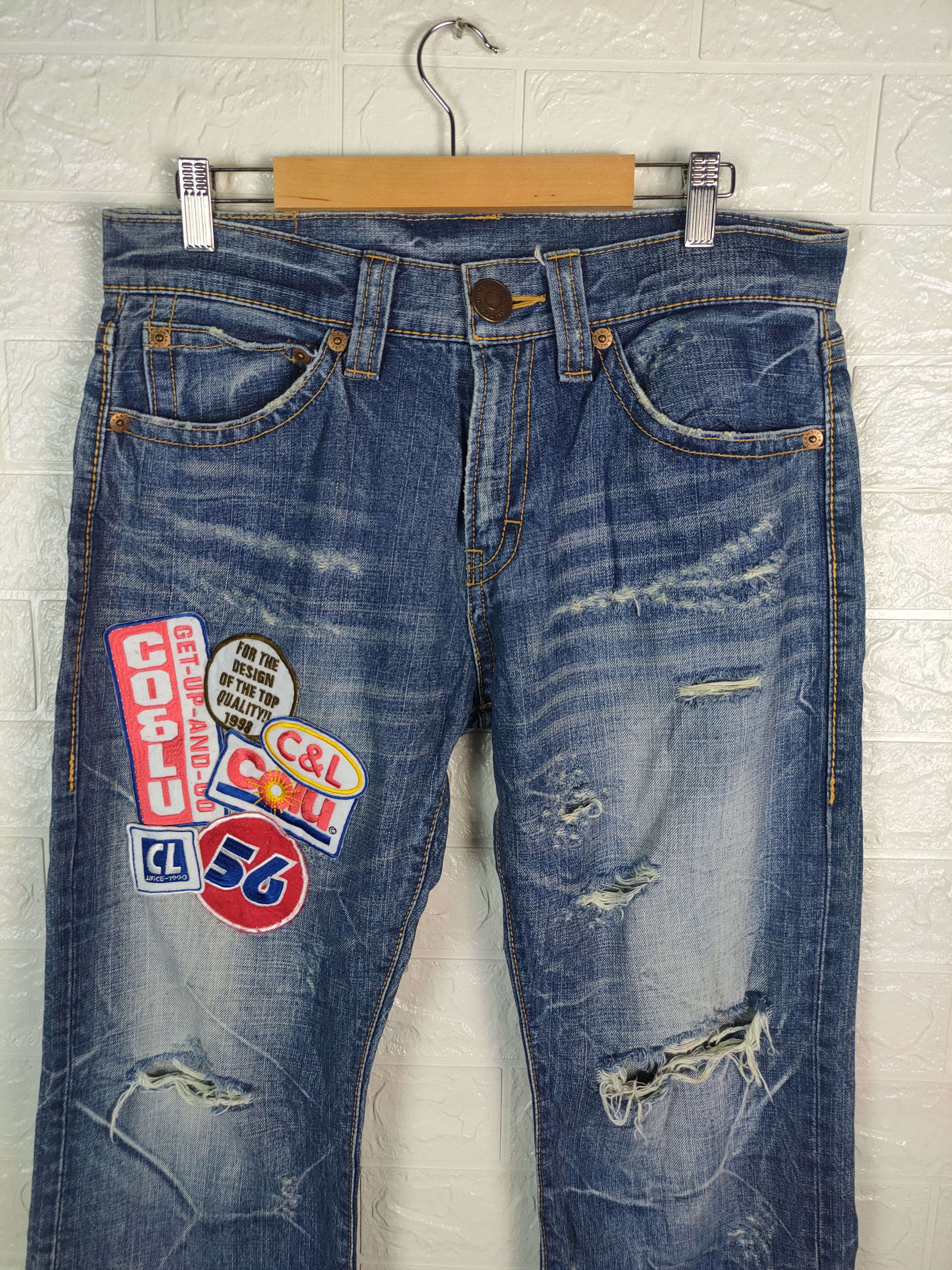 Other 💥Japanese Ca & Lu Patches Distreesed Denim Pants #0837 DP💥 Size US 31 - 2 Thumbnail