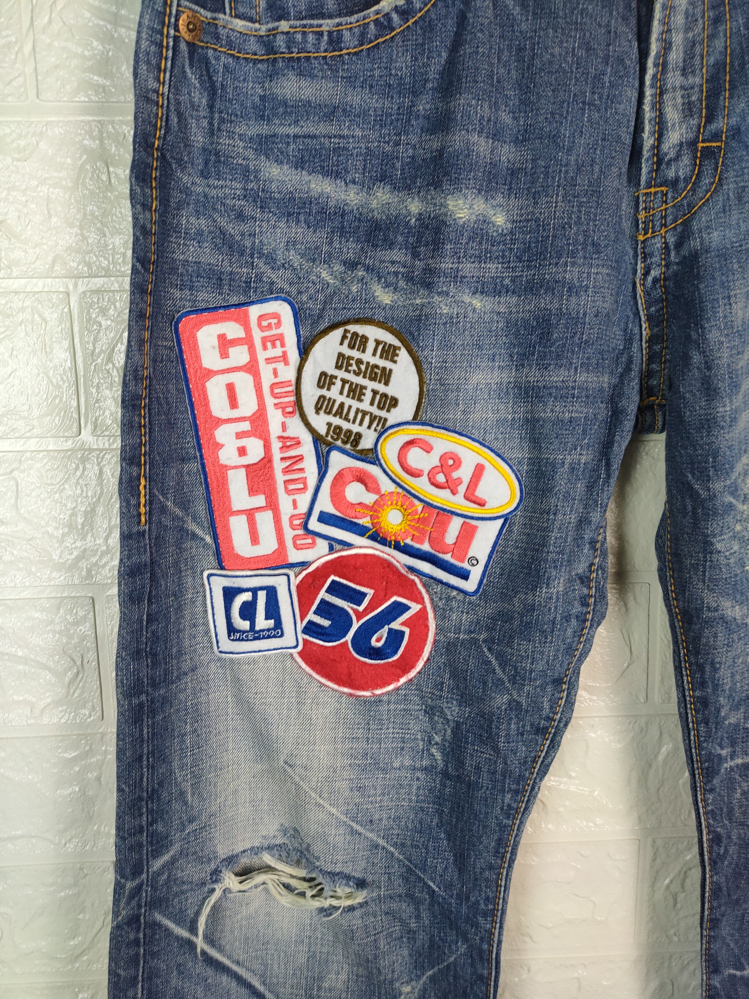 Other 💥Japanese Ca & Lu Patches Distreesed Denim Pants #0837 DP💥 Size US 31 - 4 Thumbnail