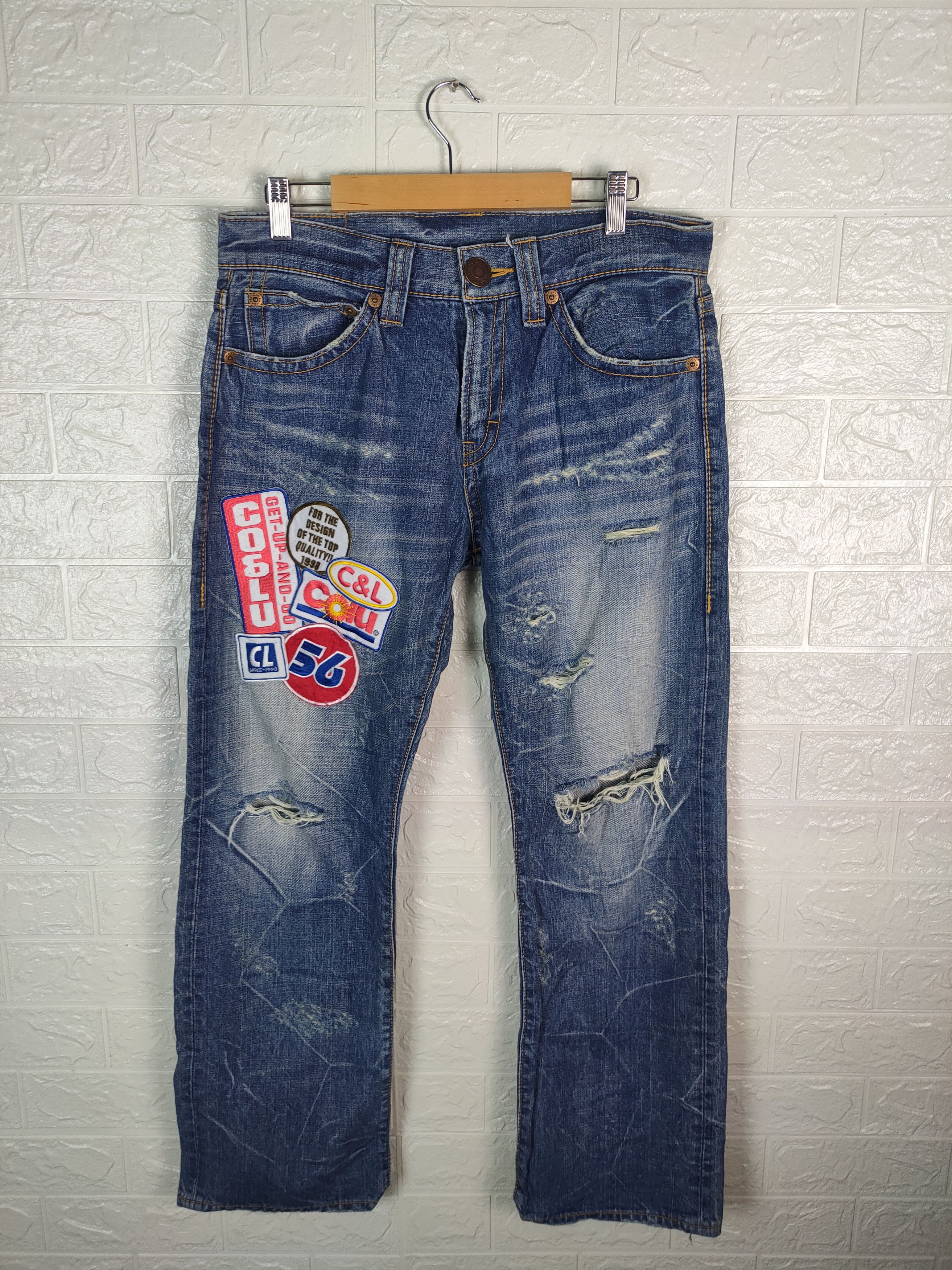 Other 💥Japanese Ca & Lu Patches Distreesed Denim Pants #0837 DP💥 Size US 31 - 1 Thumbnail