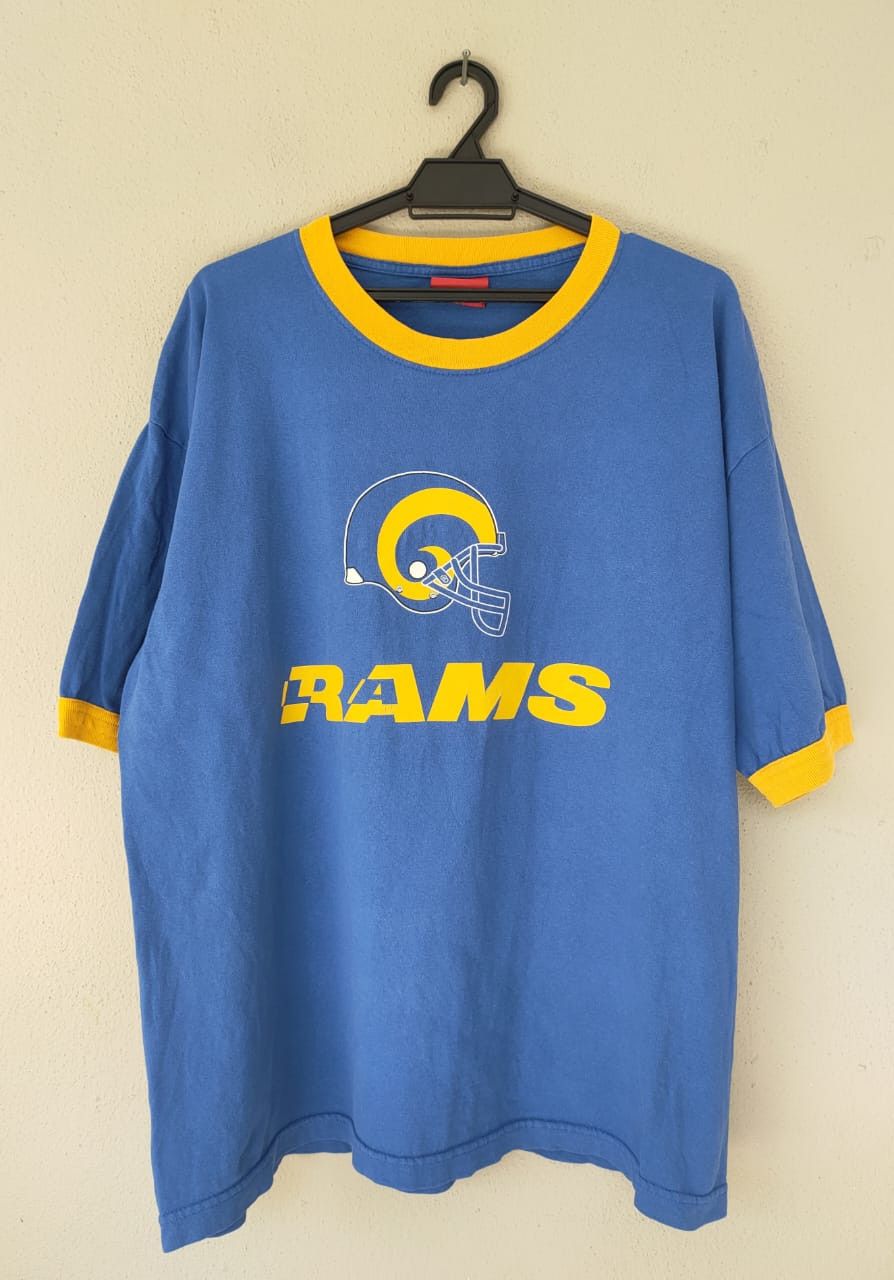 image of Vintage Reebok Nfl Los Angeles Rams Ringer T in Blue, Men's (Size Large)