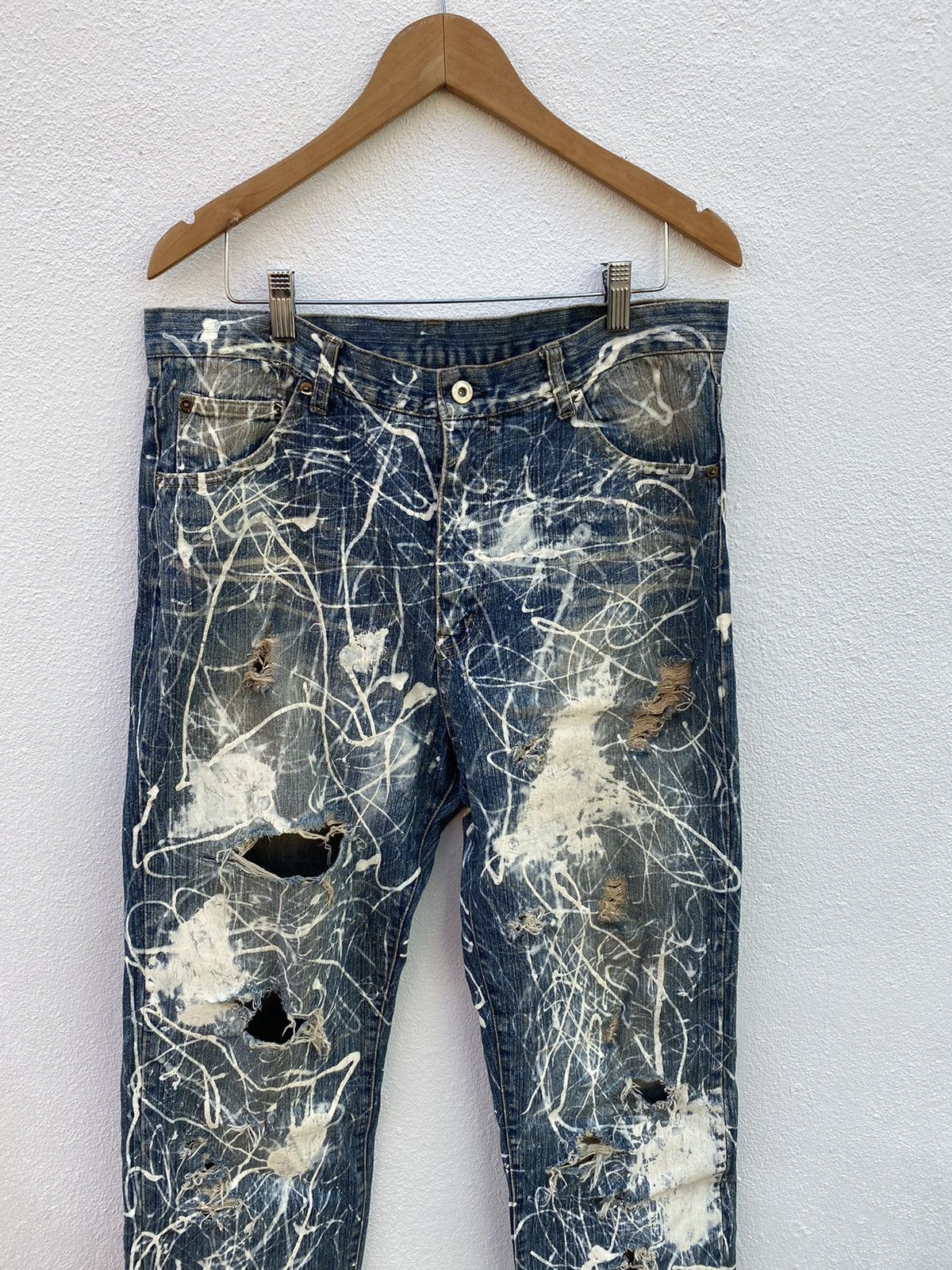 Japanese Brand Custom X Painter Distressed All over Jeans Size US 35 - 4 Thumbnail