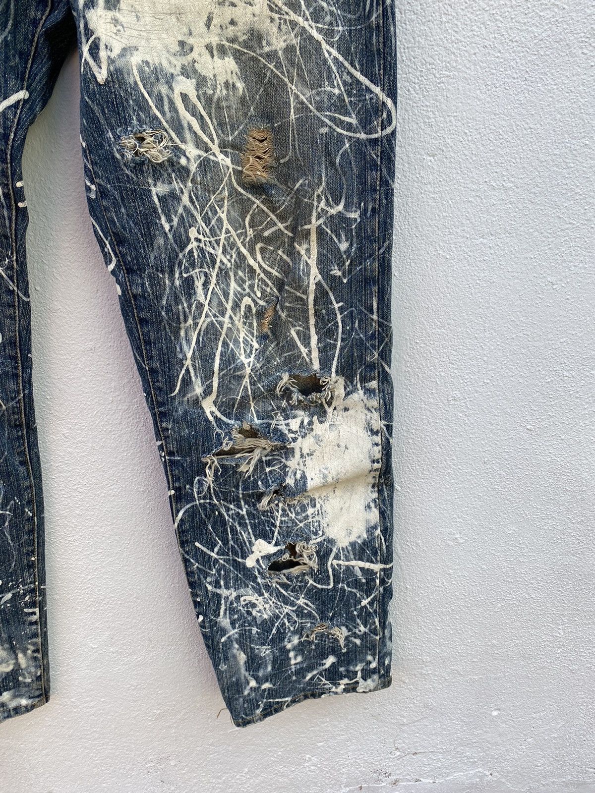 Japanese Brand Custom X Painter Distressed All over Jeans Size US 35 - 7 Thumbnail
