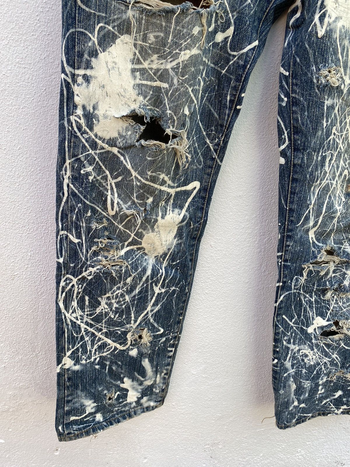 Japanese Brand Custom X Painter Distressed All over Jeans Size US 35 - 8 Thumbnail