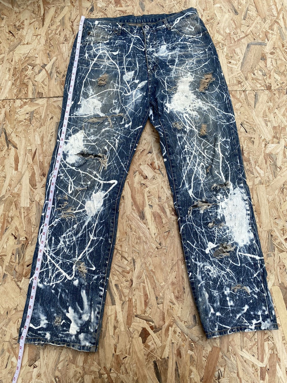 Japanese Brand Custom X Painter Distressed All over Jeans Size US 35 - 13 Thumbnail