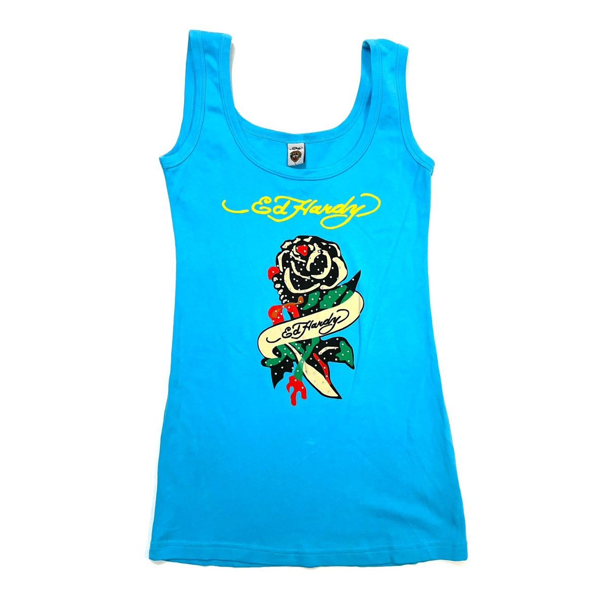 Ed Hardy Ed Hardy blue tank top dress big logo y2k Grailed