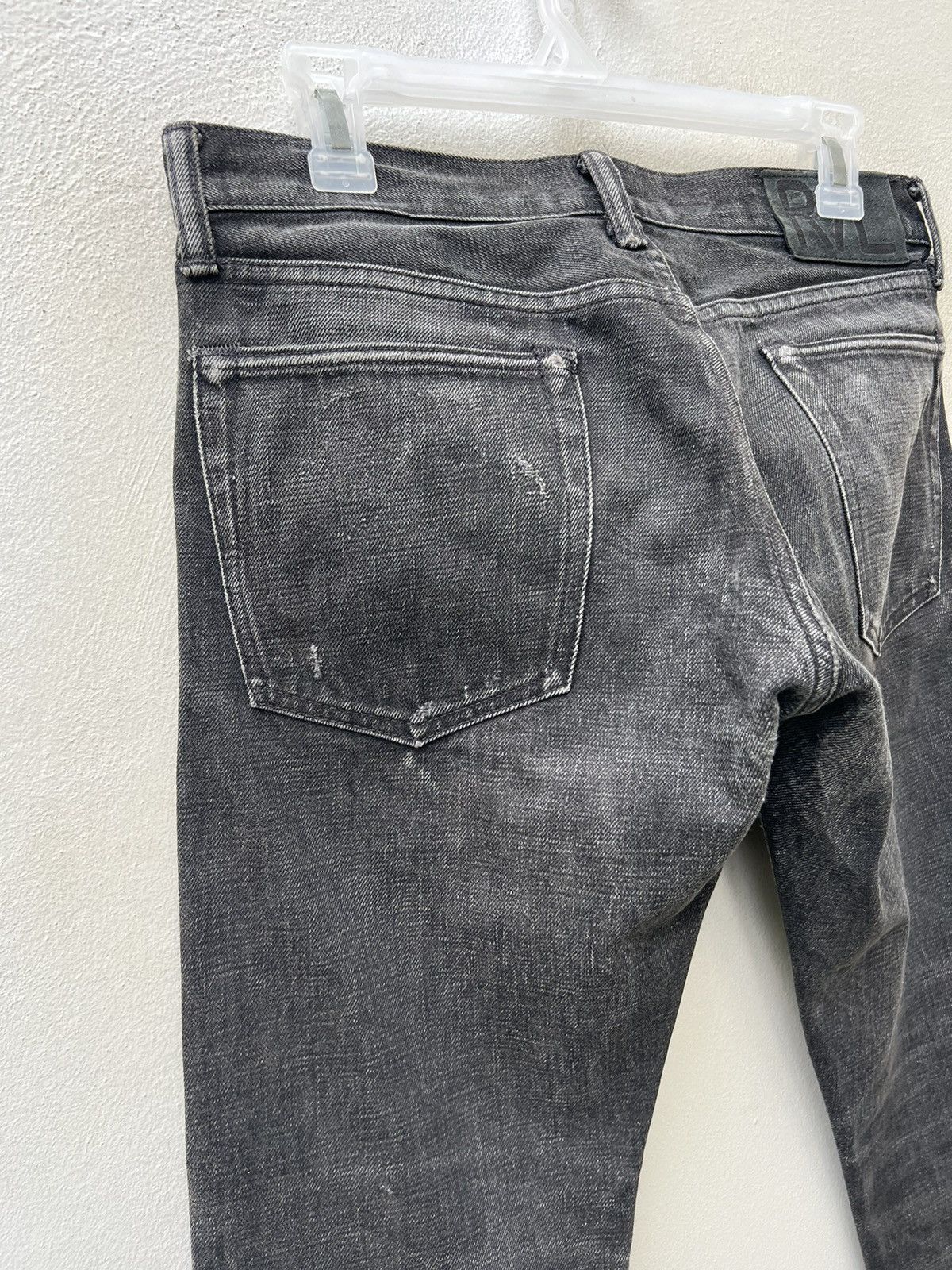 Ralph Lauren RRL Distressed Faded Black Denim Selvedge Cropped Slim Jeans Size US 29 - 18 Thumbnail