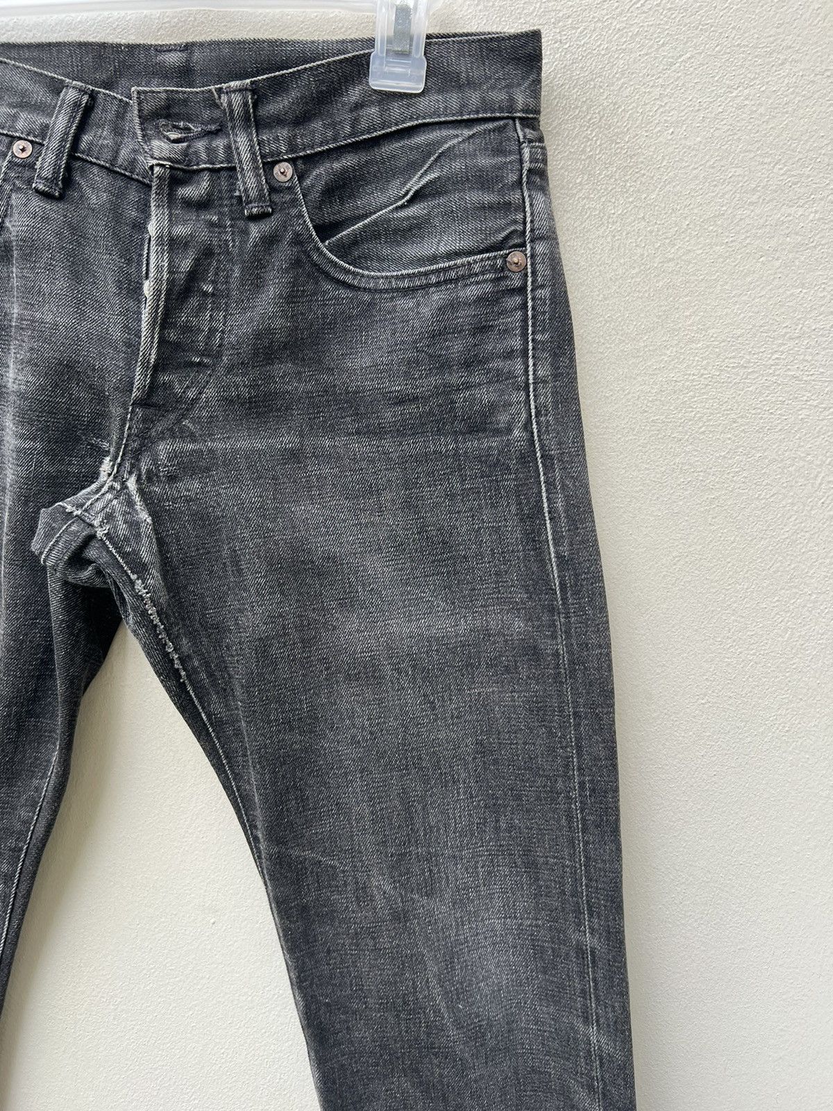 Ralph Lauren RRL Distressed Faded Black Denim Selvedge Cropped Slim Jeans Size US 29 - 12 Thumbnail