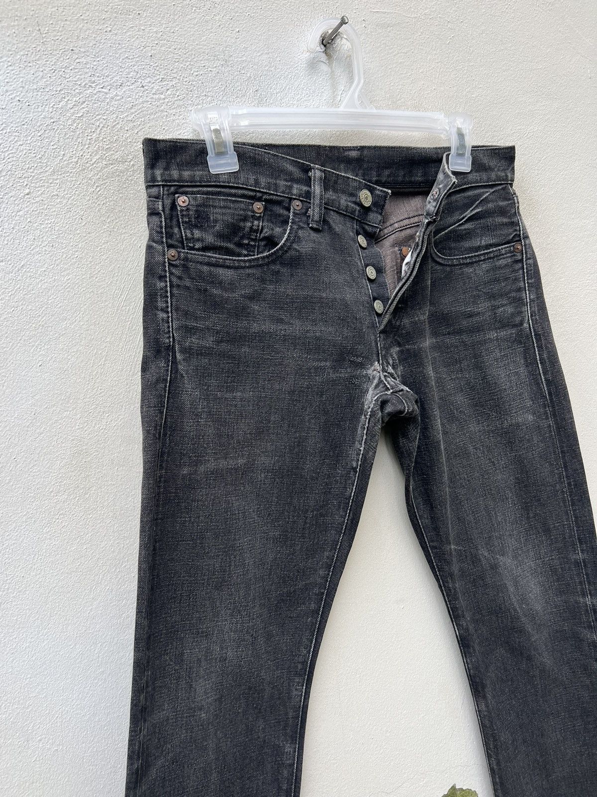 Ralph Lauren RRL Distressed Faded Black Denim Selvedge Cropped Slim Jeans Size US 29 - 8 Thumbnail