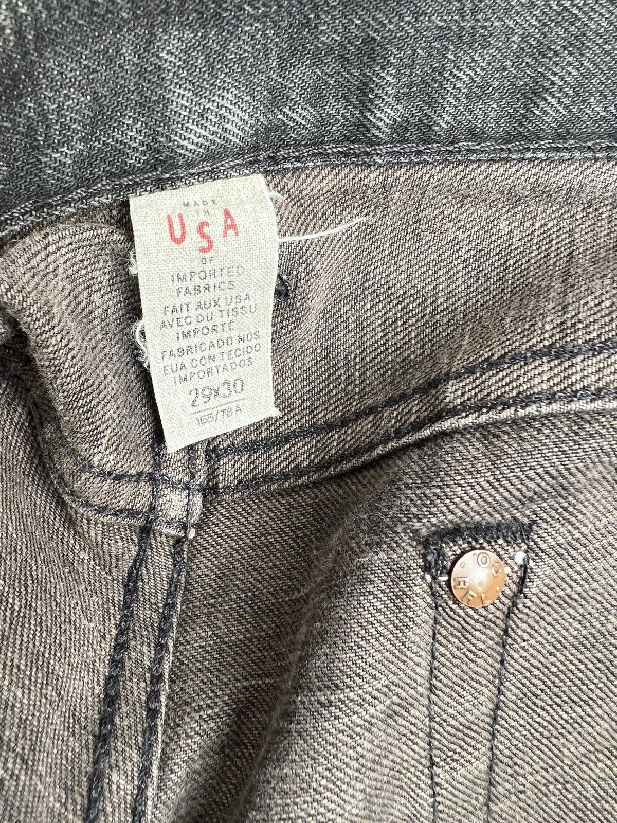 Ralph Lauren RRL Distressed Faded Black Denim Selvedge Cropped Slim Jeans Size US 29 - 24 Thumbnail