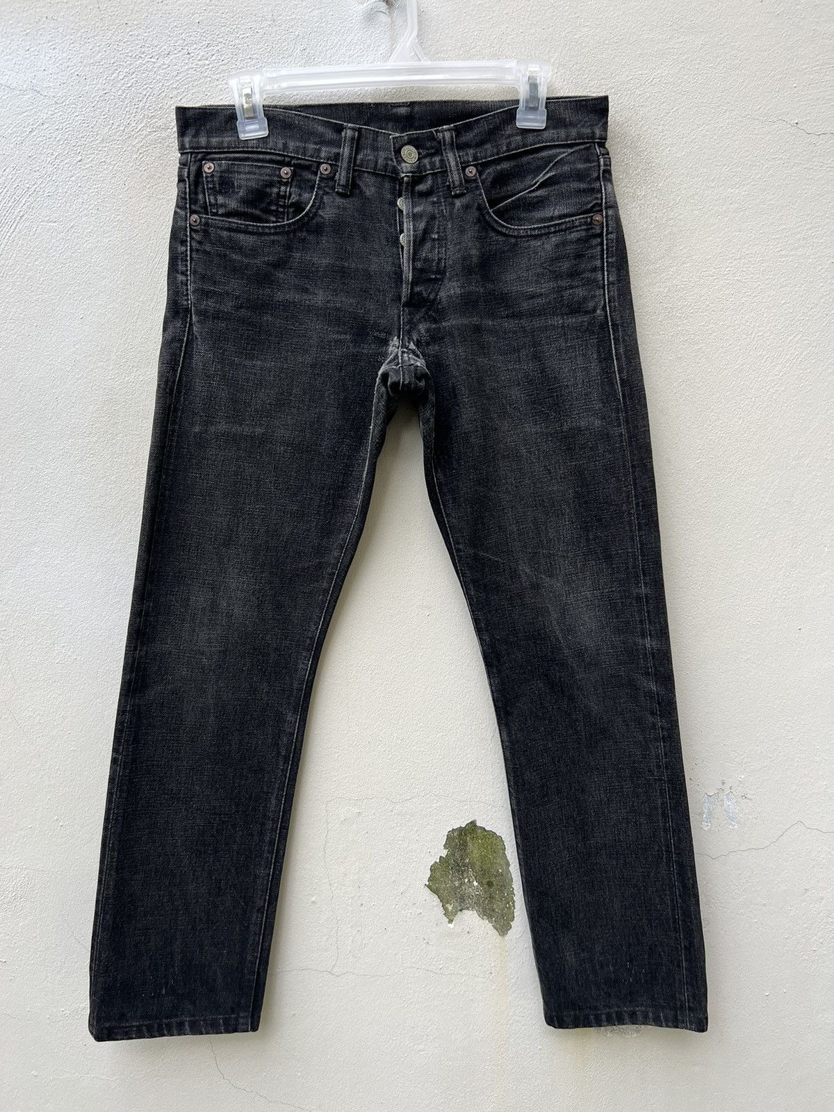 Ralph Lauren RRL Distressed Faded Black Denim Selvedge Cropped Slim Jeans Size US 29 - 7 Thumbnail