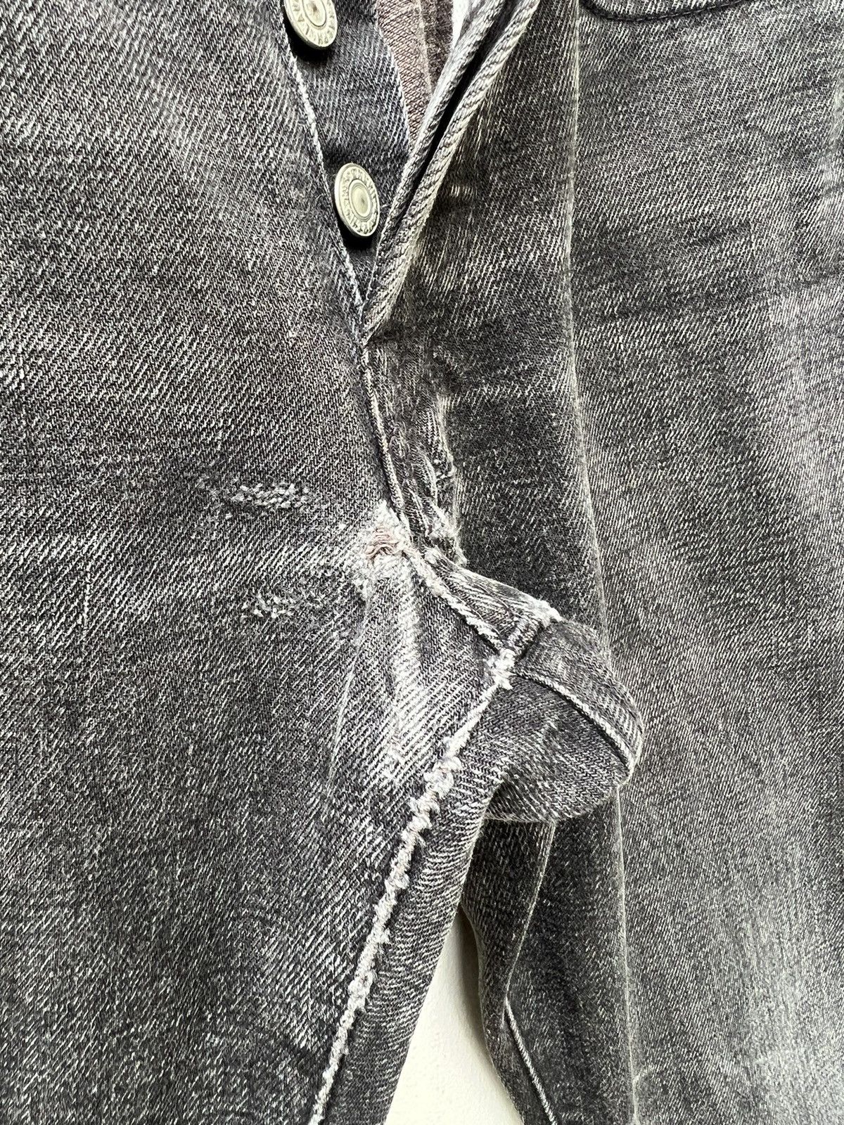 Ralph Lauren RRL Distressed Faded Black Denim Selvedge Cropped Slim Jeans Size US 29 - 9 Thumbnail