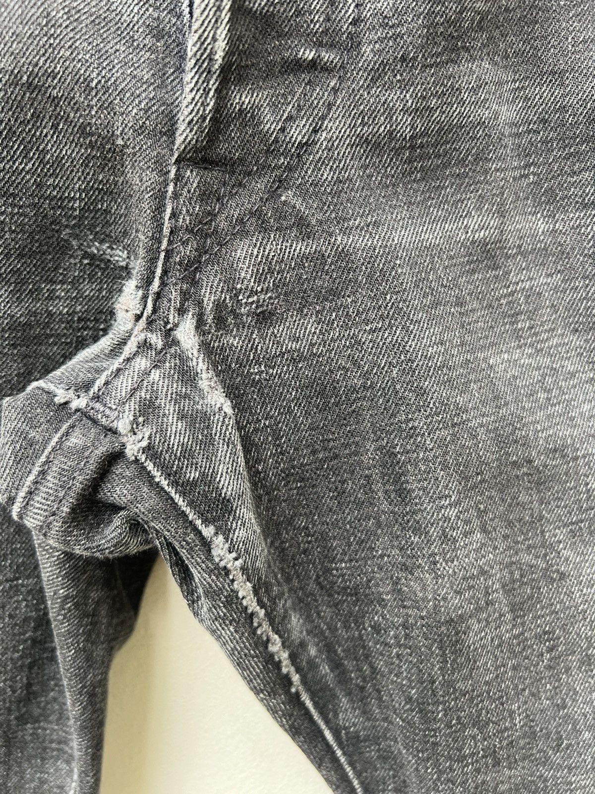 Ralph Lauren RRL Distressed Faded Black Denim Selvedge Cropped Slim Jeans Size US 29 - 13 Thumbnail