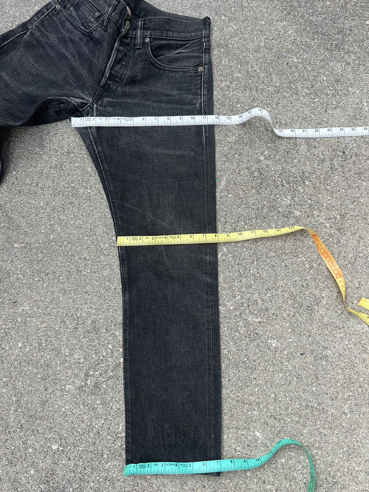 Ralph Lauren RRL Distressed Faded Black Denim Selvedge Cropped Slim Jeans Size US 29 - 3 Thumbnail