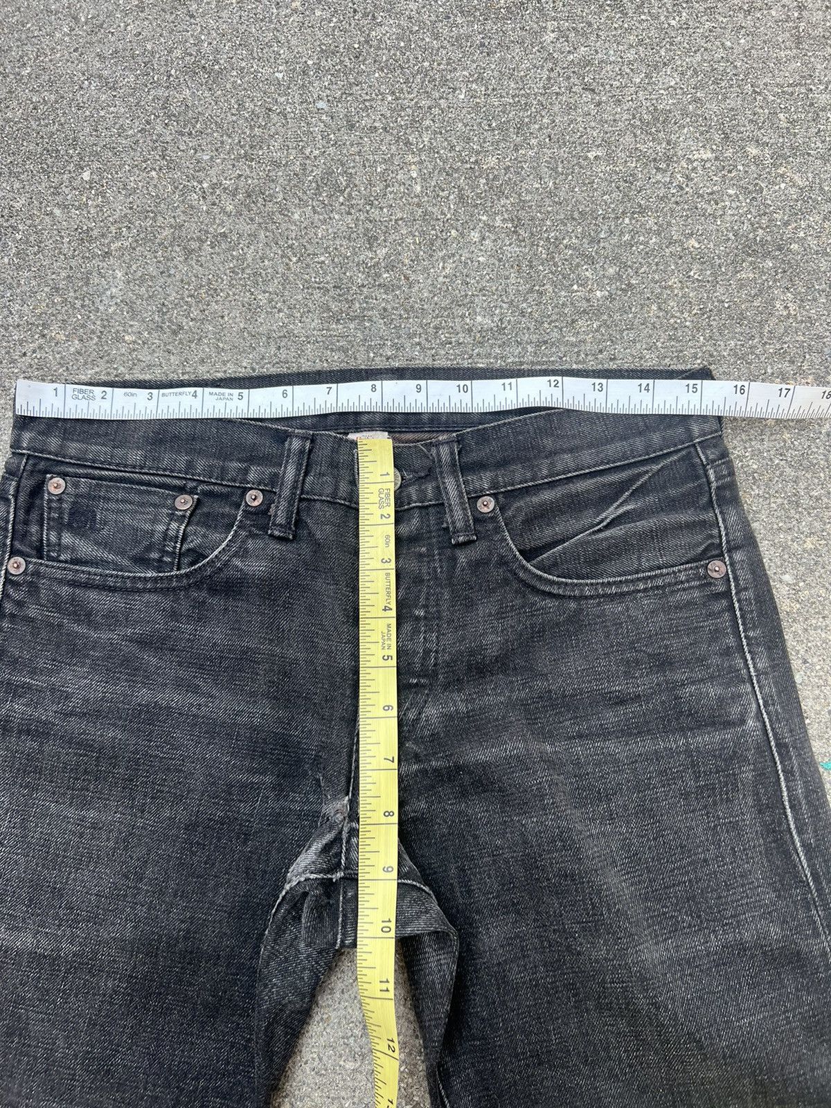 Ralph Lauren RRL Distressed Faded Black Denim Selvedge Cropped Slim Jeans Size US 29 - 2 Thumbnail