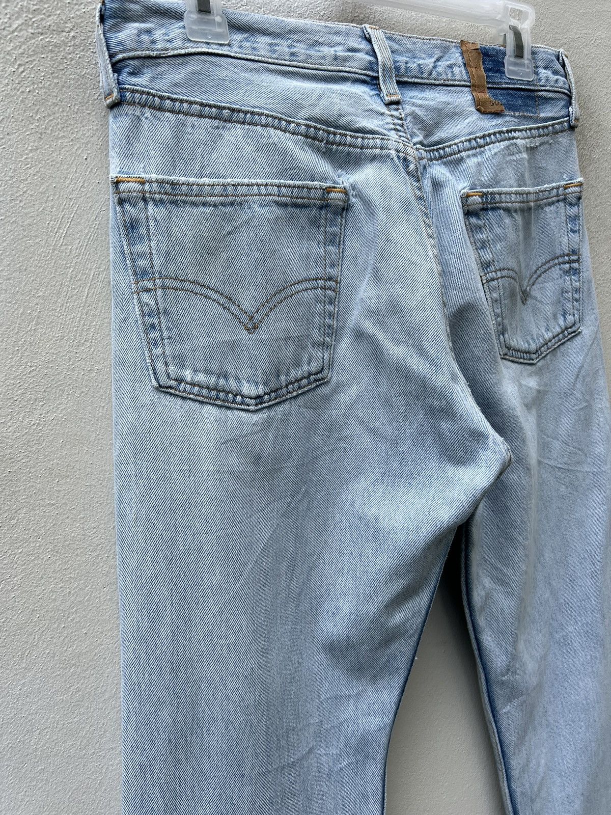 Levi's Vintage 1995 Levi’s 501 Rips Fade Light Blue Denim Jeans Size US 30 / EU 46 - 17 Thumbnail