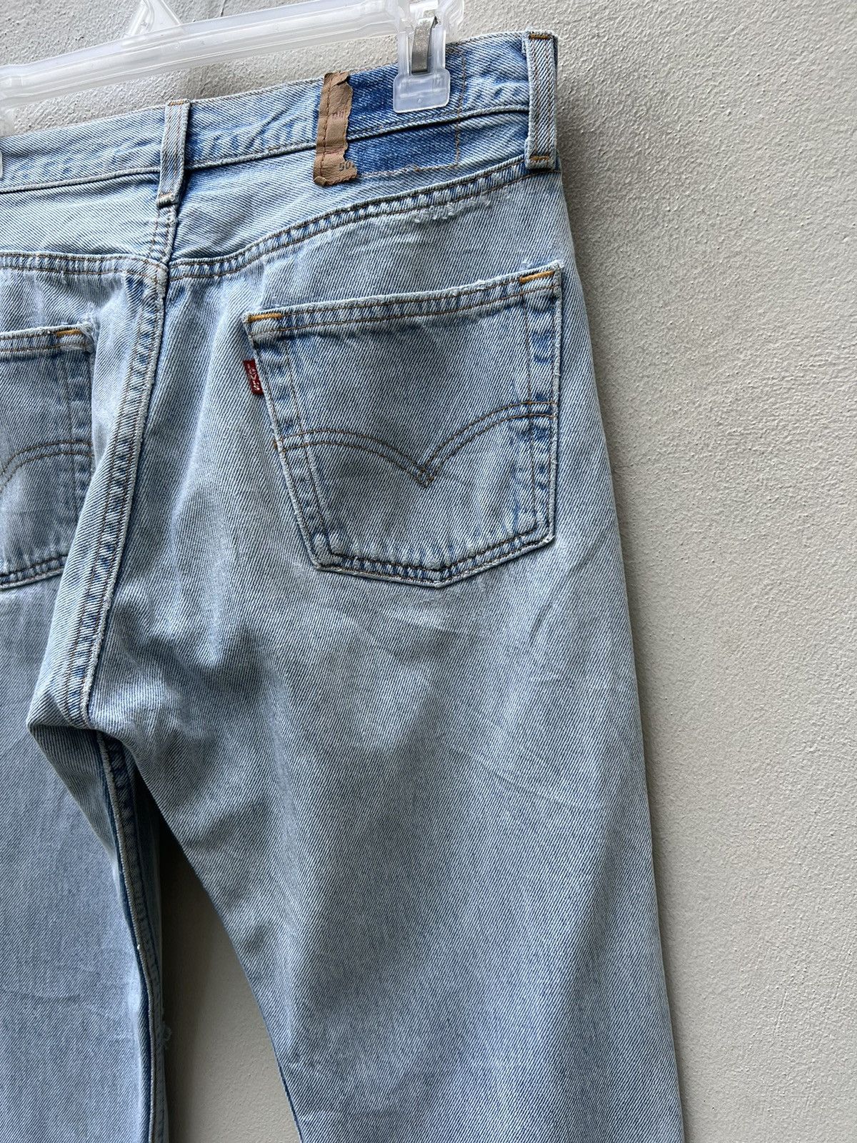 Levi's Vintage 1995 Levi’s 501 Rips Fade Light Blue Denim Jeans Size US 30 / EU 46 - 20 Thumbnail