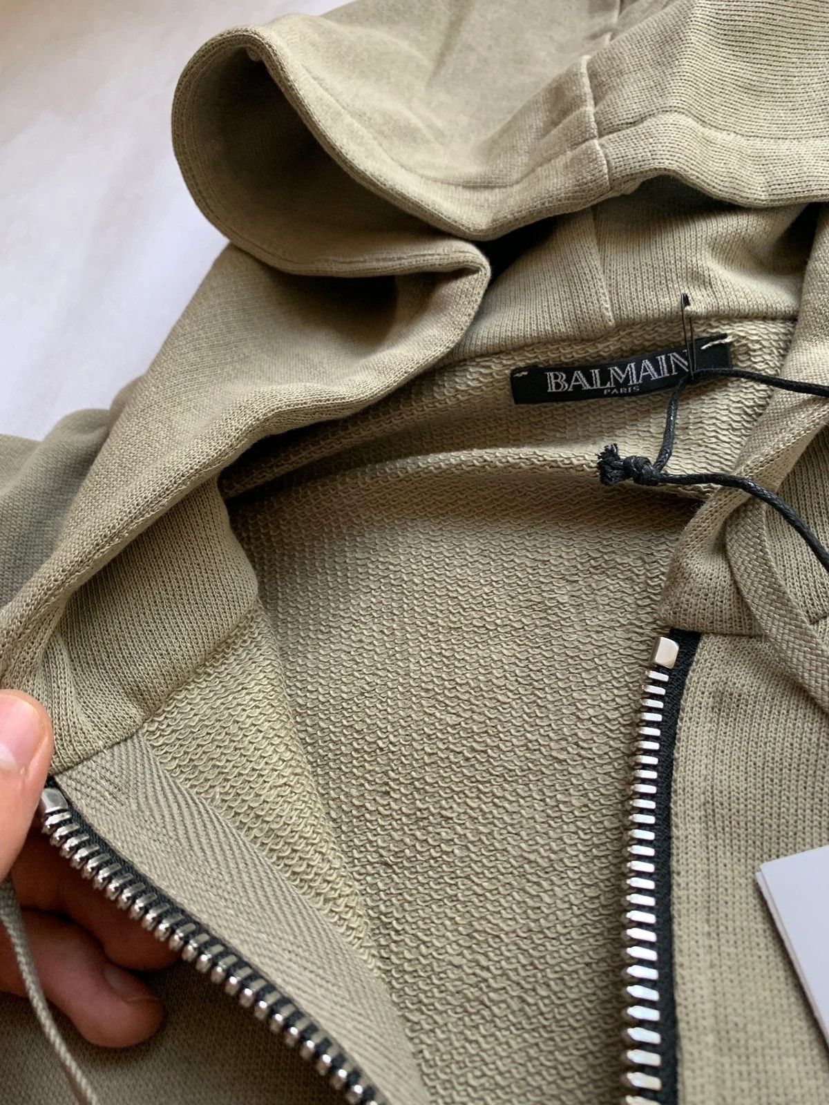 Balmain Lightweight Zip Up Hoodies in Khaki Size US XS / EU 42 / 0 - 5 Thumbnail