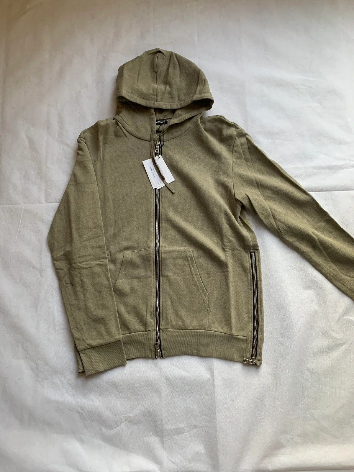 Balmain Lightweight Zip Up Hoodies in Khaki Size US XS / EU 42 / 0 - 1 Thumbnail
