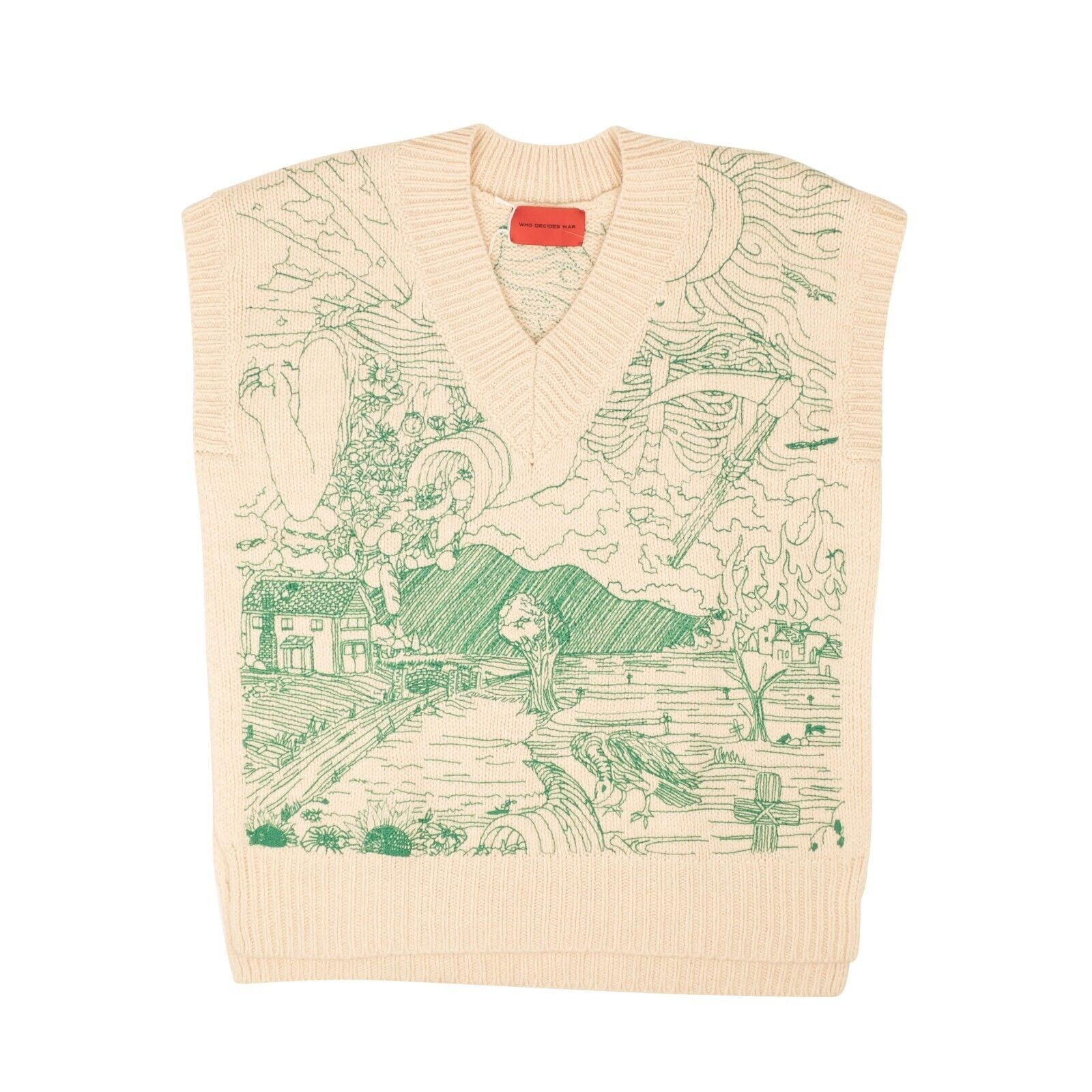 image of Who Decides War White Duality Gilet Sweater Vest Size S, Men's