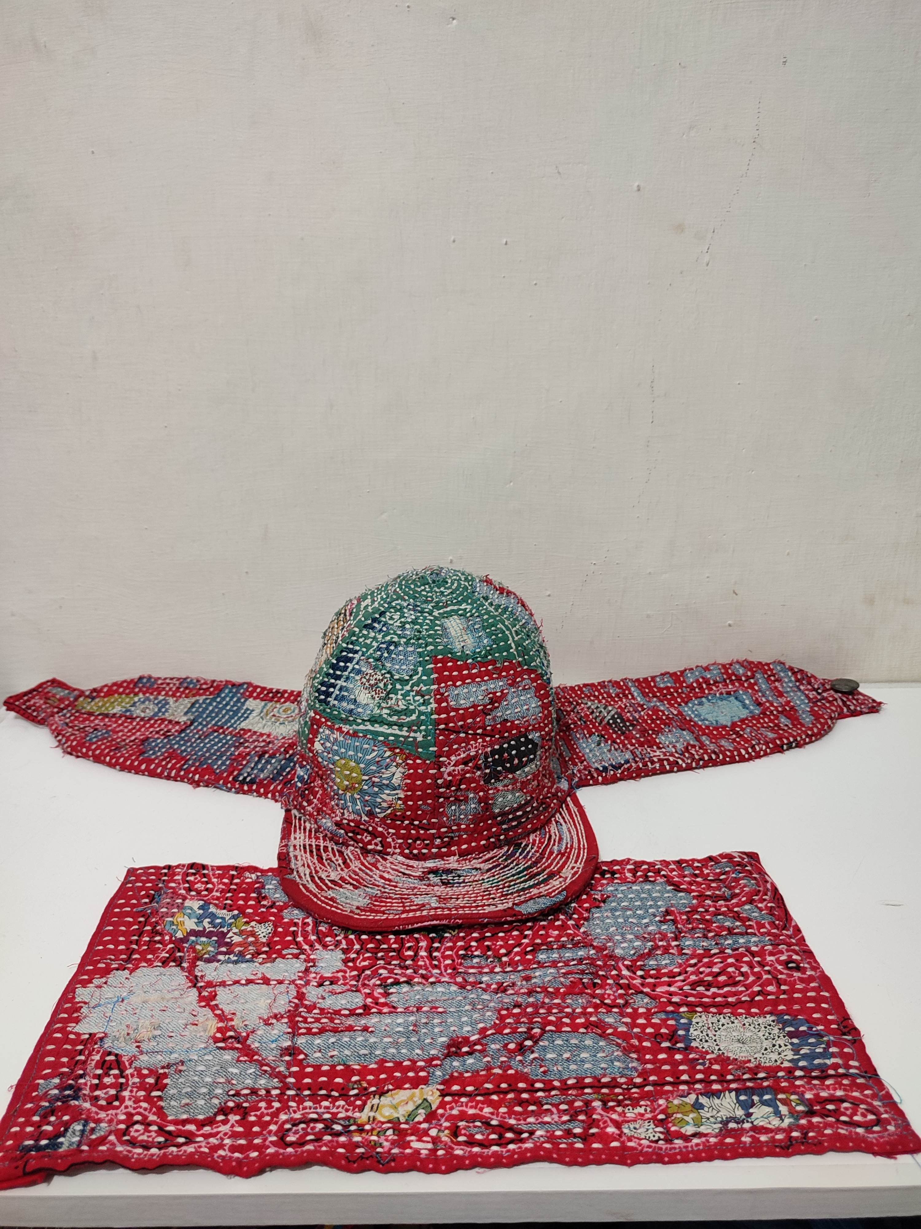 Handmade Custom Made Distressed Patchwork Trapper Ninja Hats Boro Size ONE SIZE - 17 Thumbnail