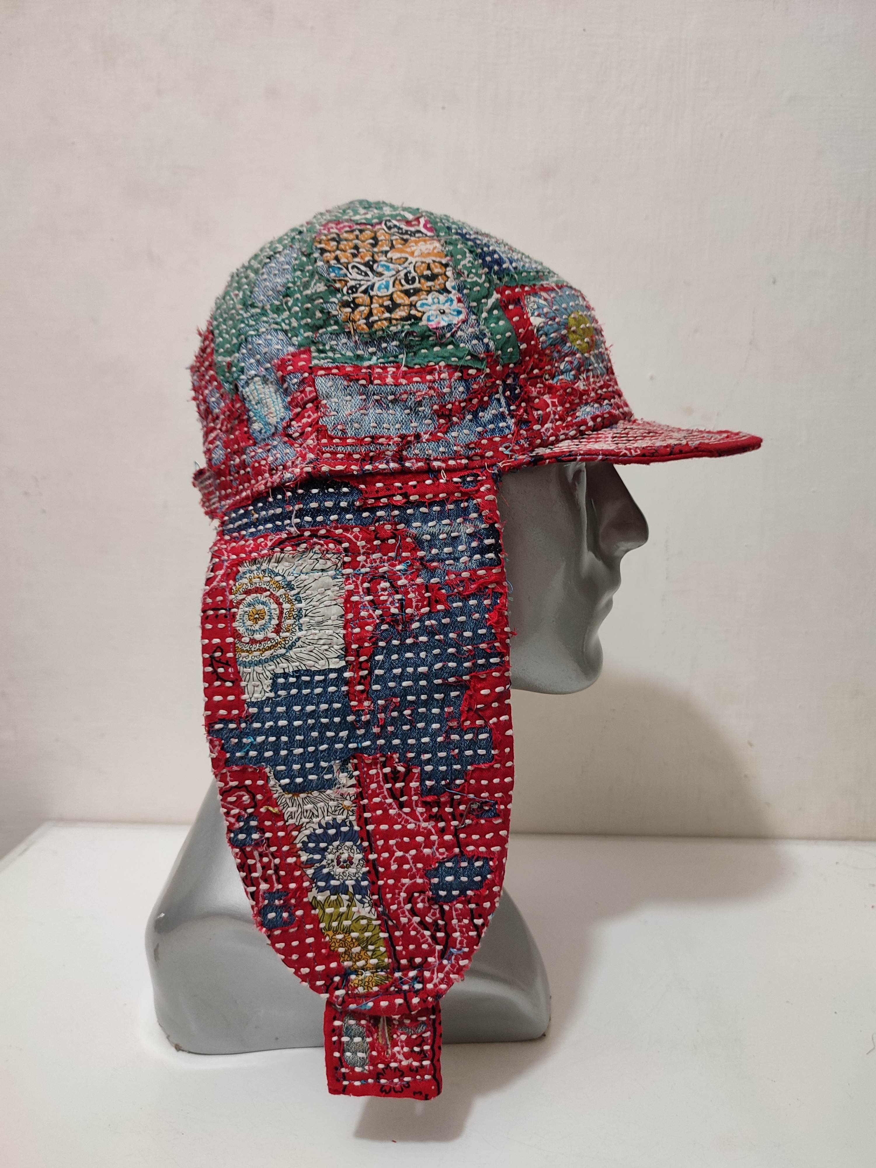 Handmade Custom Made Distressed Patchwork Trapper Ninja Hats Boro Size ONE SIZE - 13 Thumbnail
