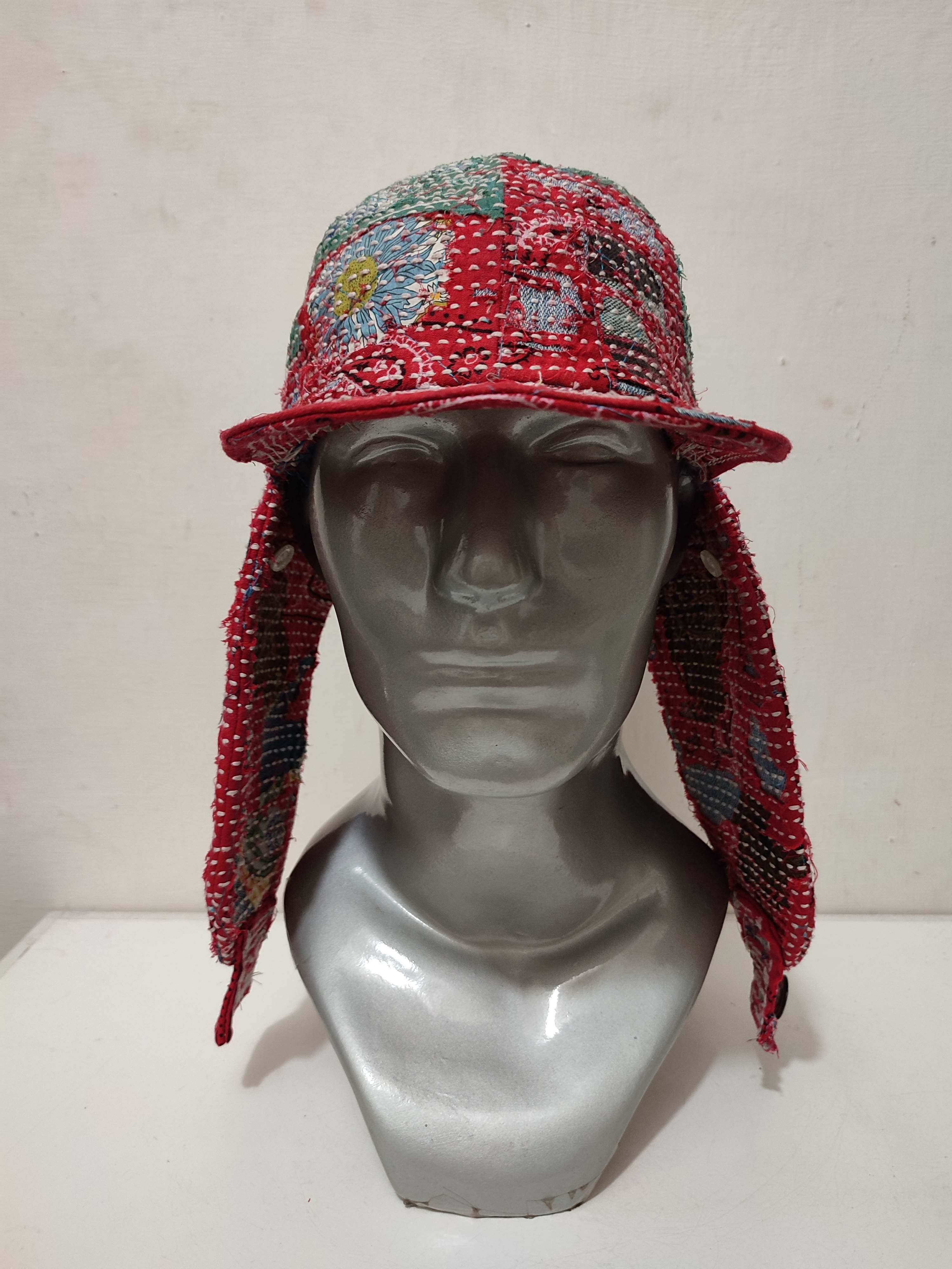 Handmade Custom Made Distressed Patchwork Trapper Ninja Hats Boro Size ONE SIZE - 8 Thumbnail