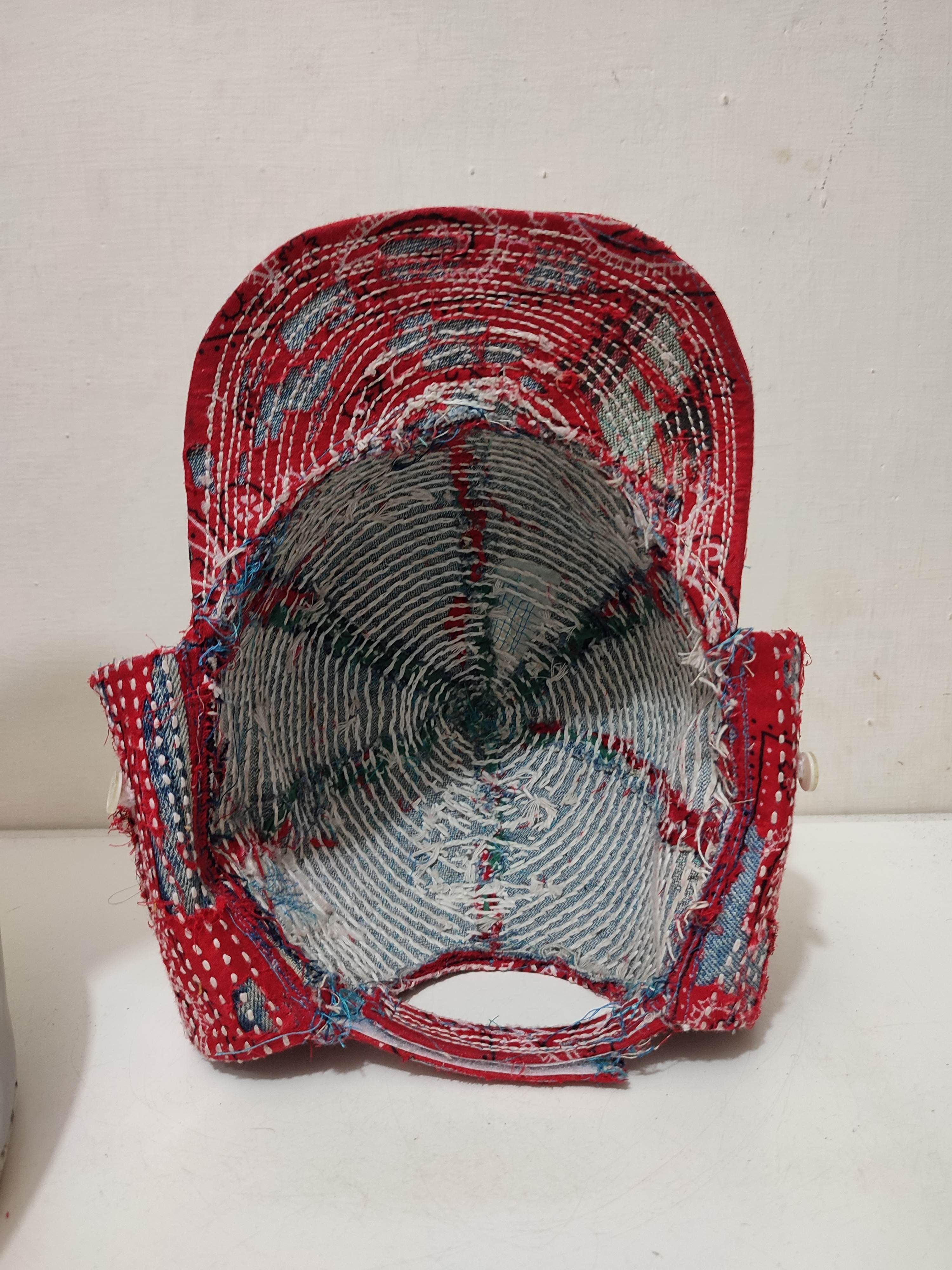 Handmade Custom Made Distressed Patchwork Trapper Ninja Hats Boro Size ONE SIZE - 16 Thumbnail
