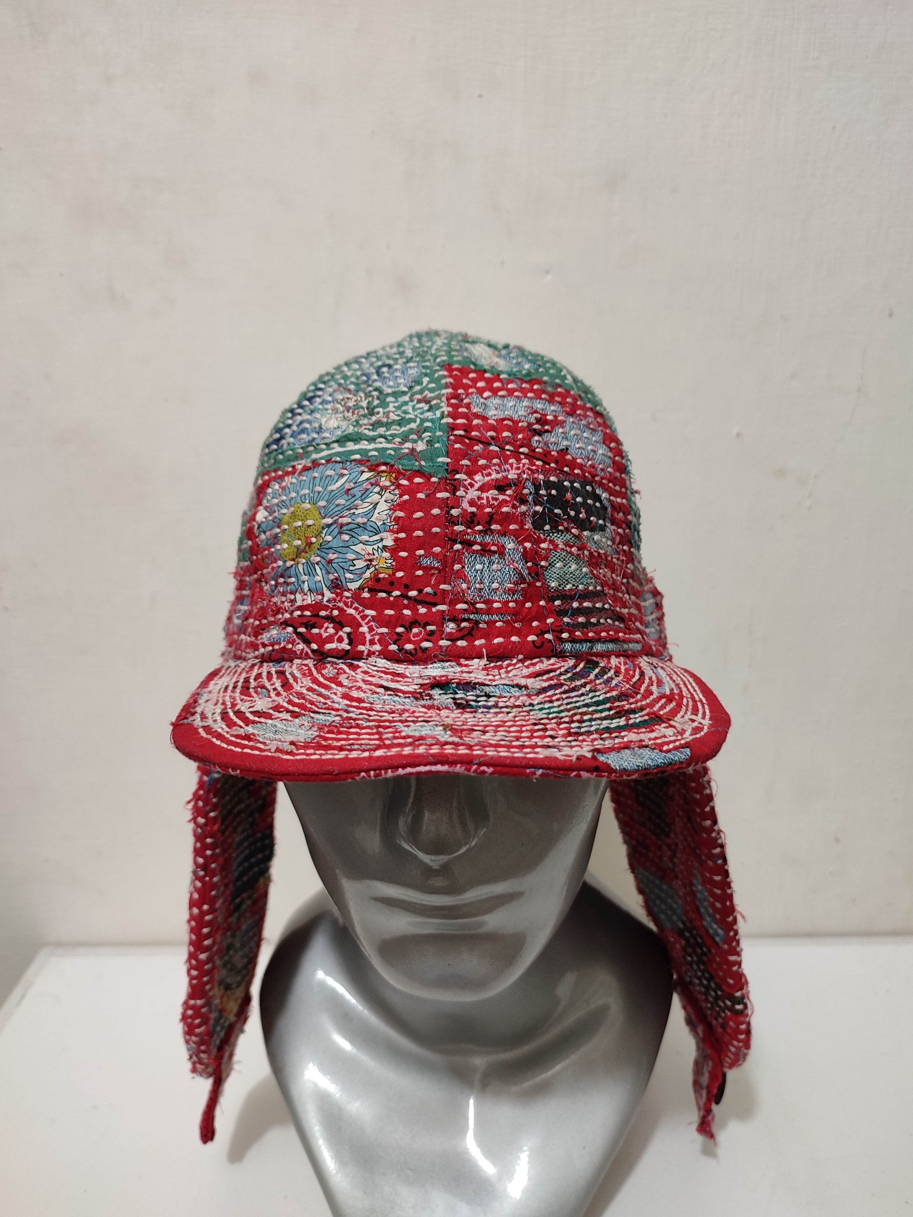 Handmade Custom Made Distressed Patchwork Trapper Ninja Hats Boro Size ONE SIZE - 9 Thumbnail