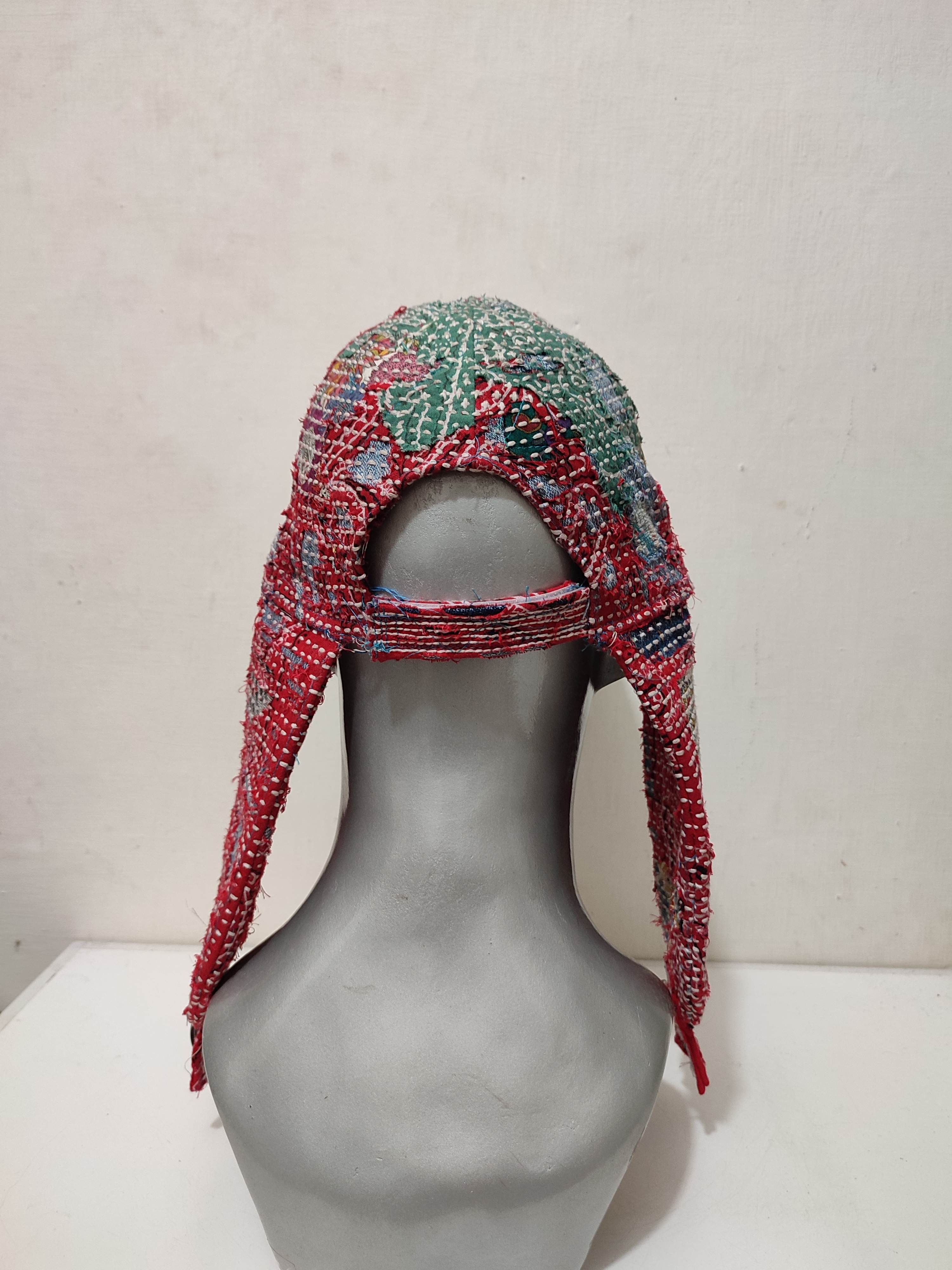 Handmade Custom Made Distressed Patchwork Trapper Ninja Hats Boro Size ONE SIZE - 12 Thumbnail