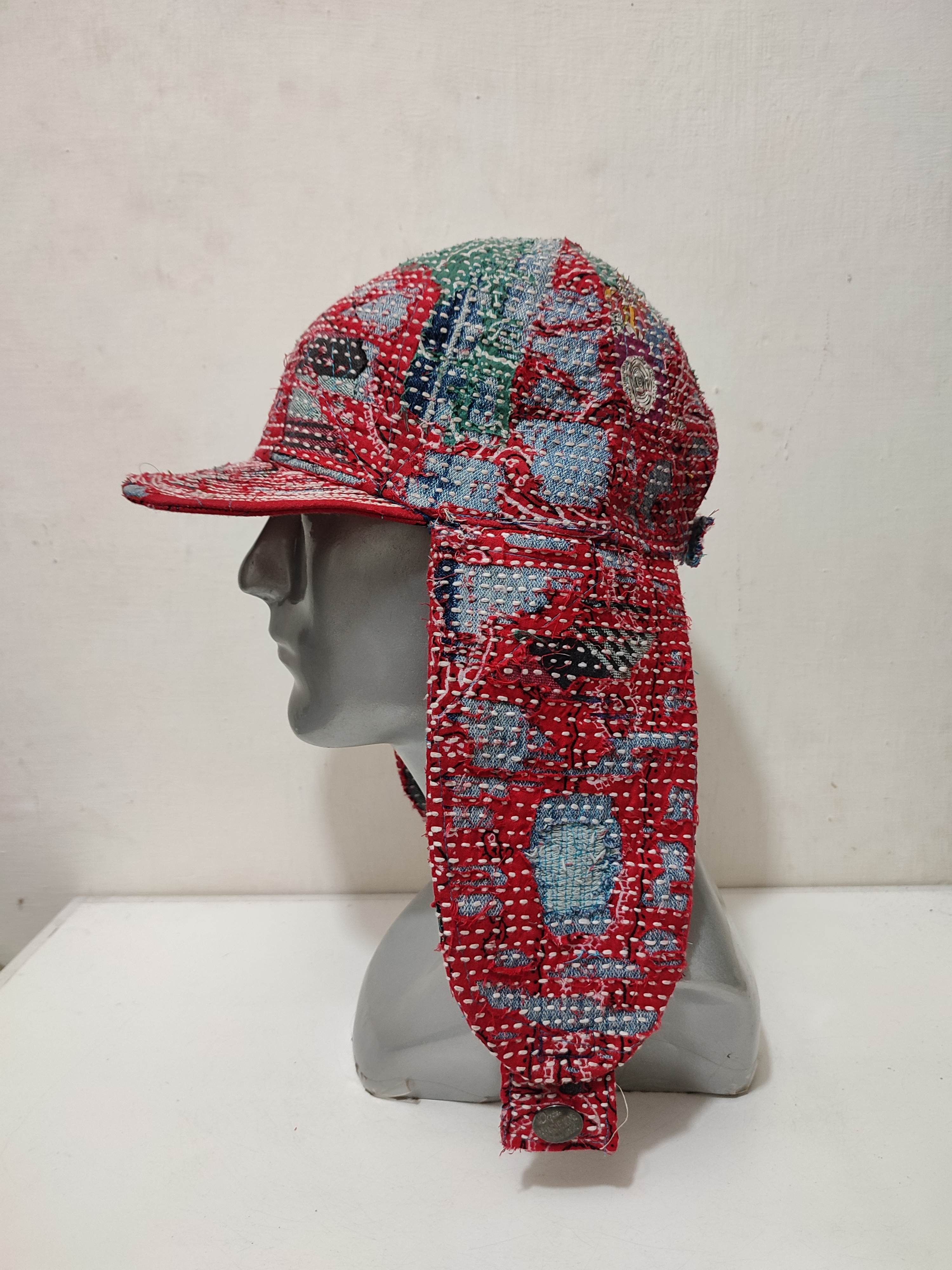 Handmade Custom Made Distressed Patchwork Trapper Ninja Hats Boro Size ONE SIZE - 11 Thumbnail