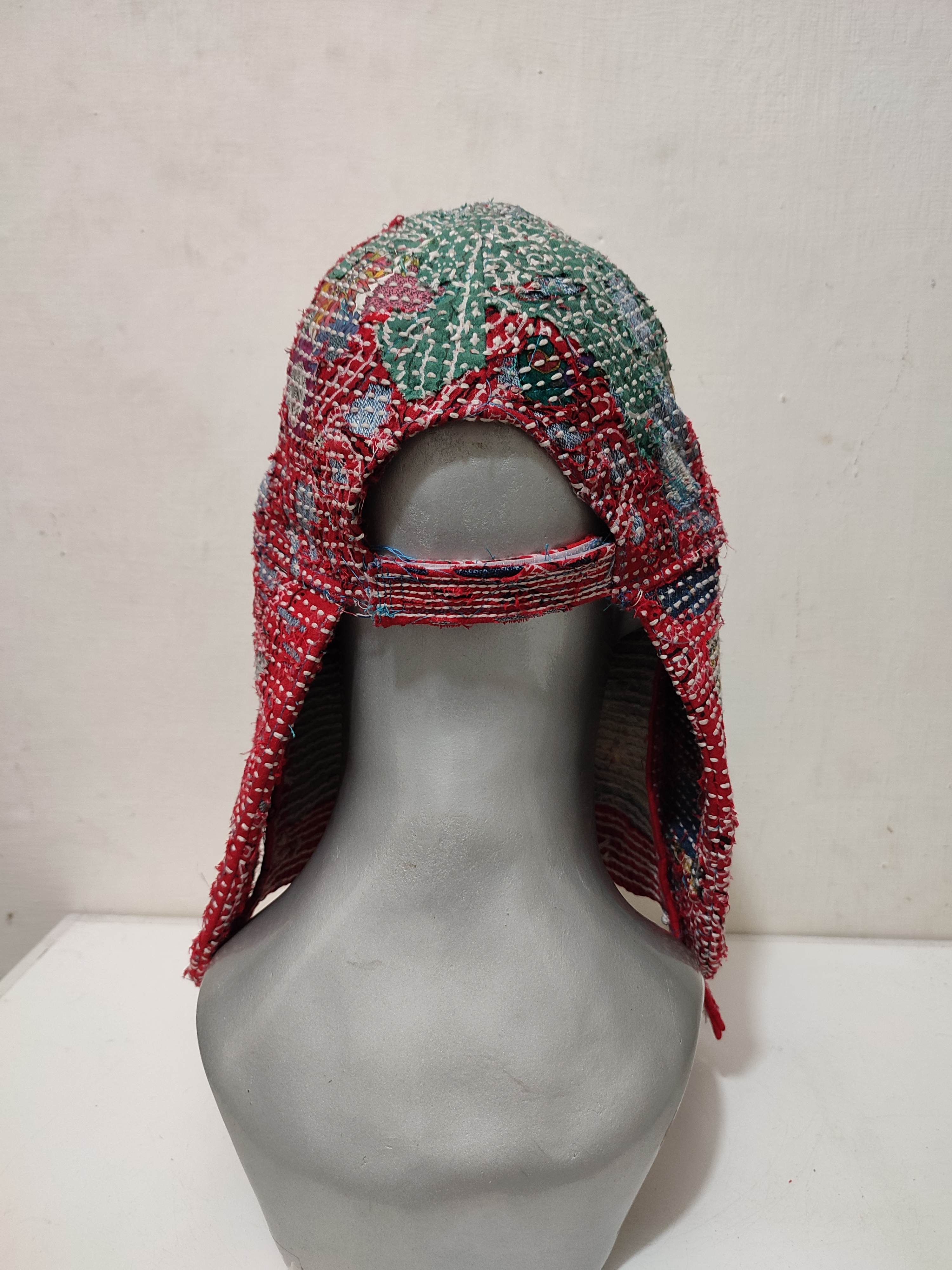 Handmade Custom Made Distressed Patchwork Trapper Ninja Hats Boro Size ONE SIZE - 5 Thumbnail