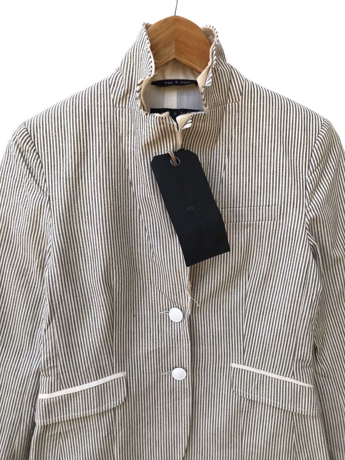 Rag & Bone NWT Rag & Bone New York Stripes Hickory Light Button Jacket Size US XXS / EU 40 - 4 Thumbnail