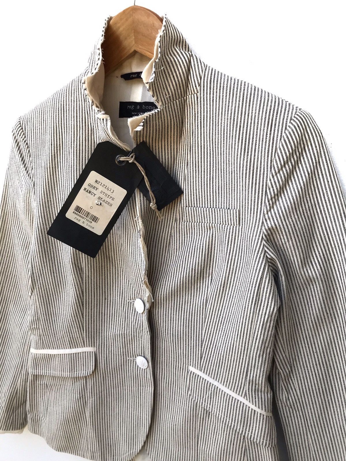 Rag & Bone NWT Rag & Bone New York Stripes Hickory Light Button Jacket Size US XXS / EU 40 - 1 Thumbnail