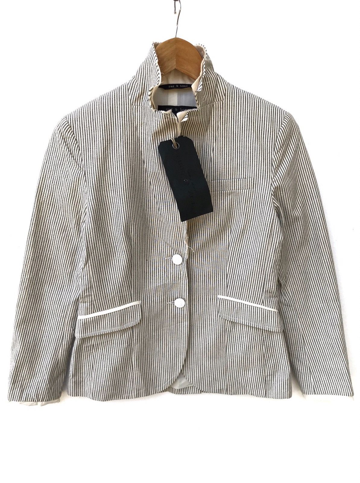 Rag & Bone NWT Rag & Bone New York Stripes Hickory Light Button Jacket Size US XXS / EU 40 - 2 Thumbnail