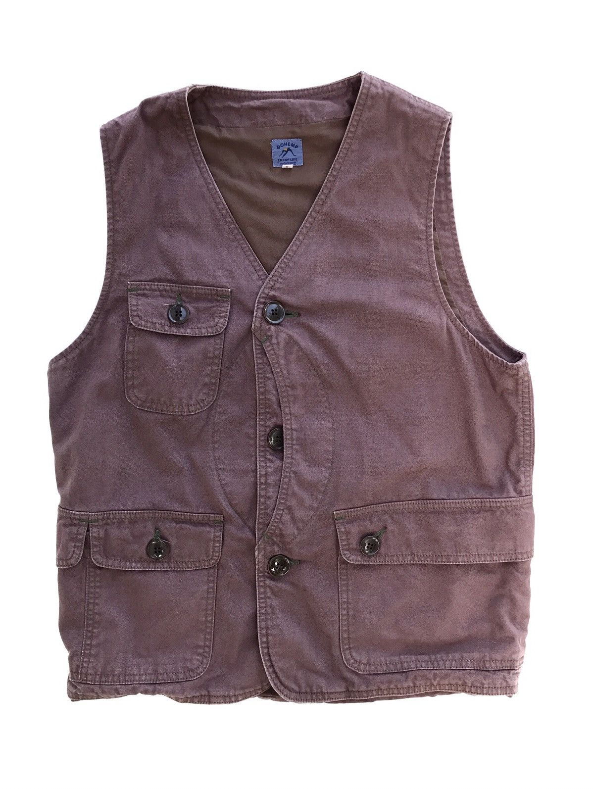 image of Crafted Goods Gohemp Vest Hemp Multipocket Vest Jacket in Brown, Men's (Size Small)