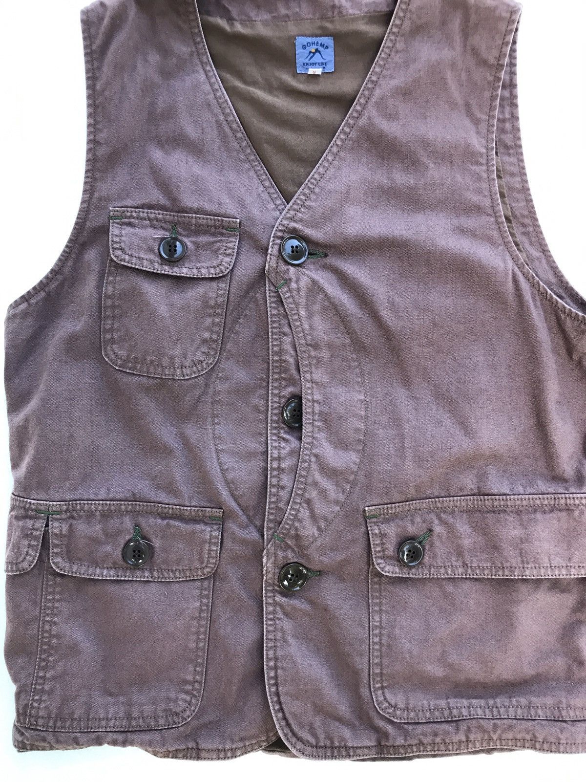 Japanese Brand Japanese Brand Gohemp Vest Hemp Multipocket Vest Jacket Size US S / EU 44-46 / 1 - 3 Thumbnail