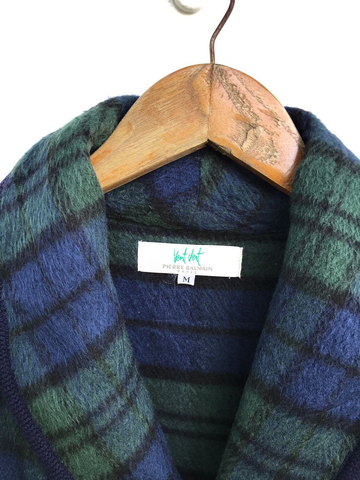 Balmain × Pierre Balmain Pierre Balmain Paris Green Checkered Fleece Button Jacket Size US M / EU 48-50 / 2 - 4 Thumbnail
