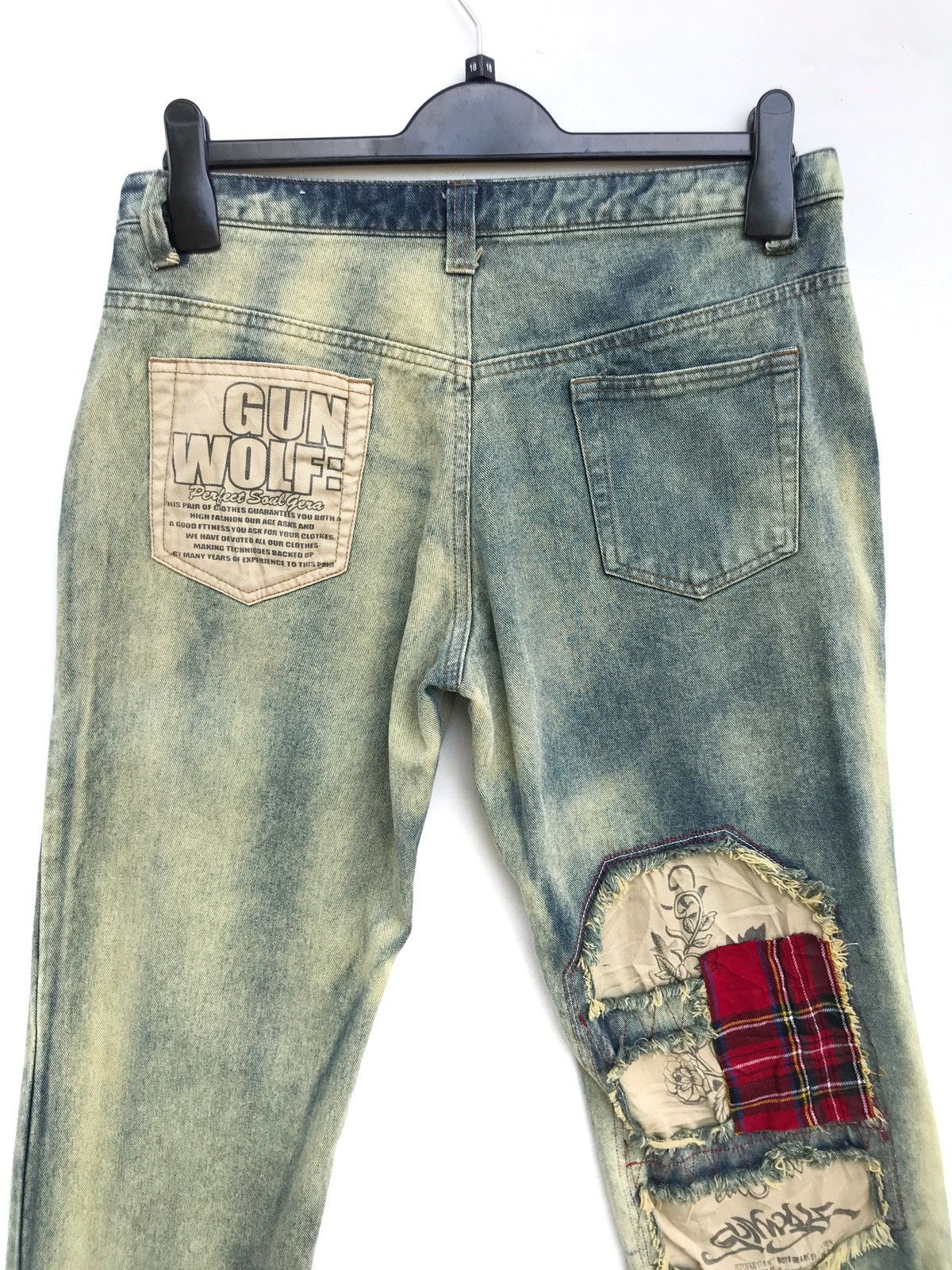 Japanese Brand Japanese Brand Gun Wolf Patchwork Distressed Kapital Style Size US 29 - 4 Thumbnail