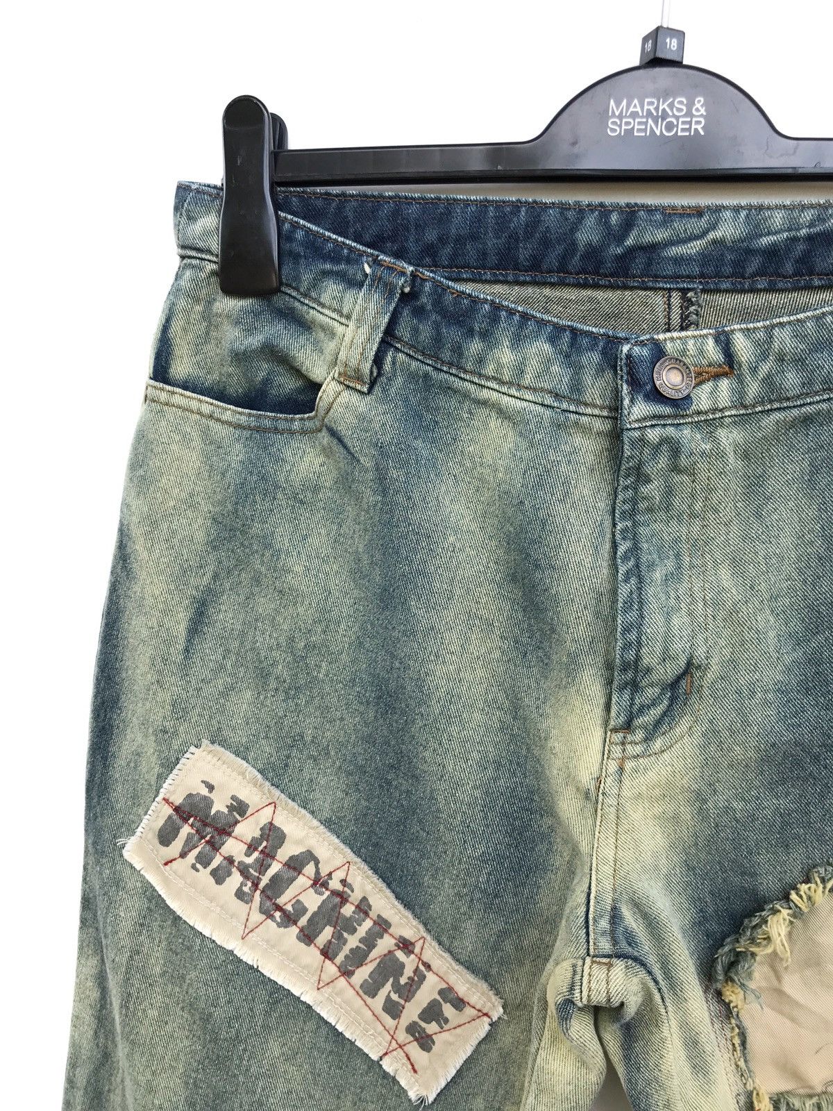 Japanese Brand Japanese Brand Gun Wolf Patchwork Distressed Kapital Style Size US 29 - 9 Thumbnail