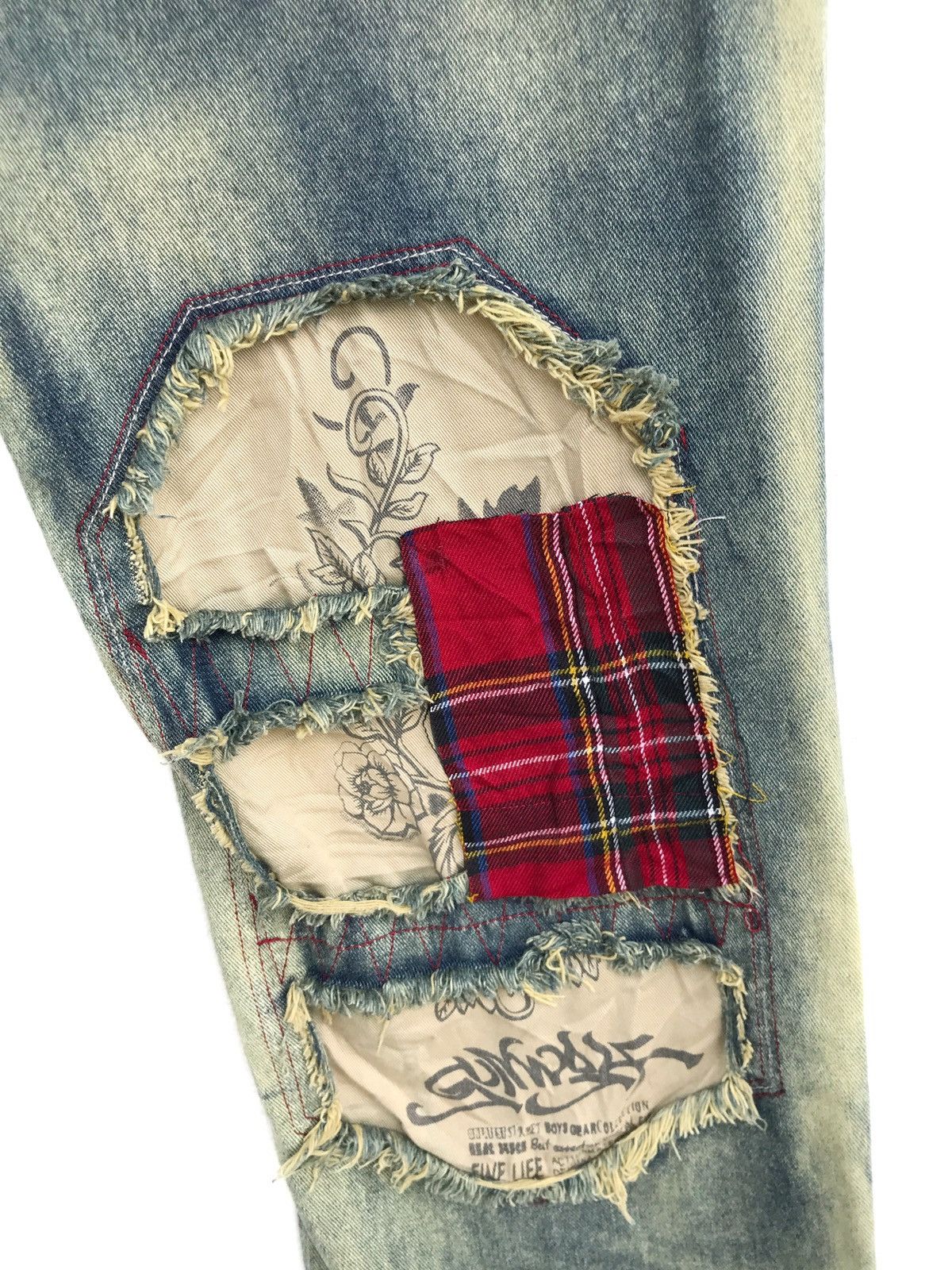Japanese Brand Japanese Brand Gun Wolf Patchwork Distressed Kapital Style Size US 29 - 11 Thumbnail