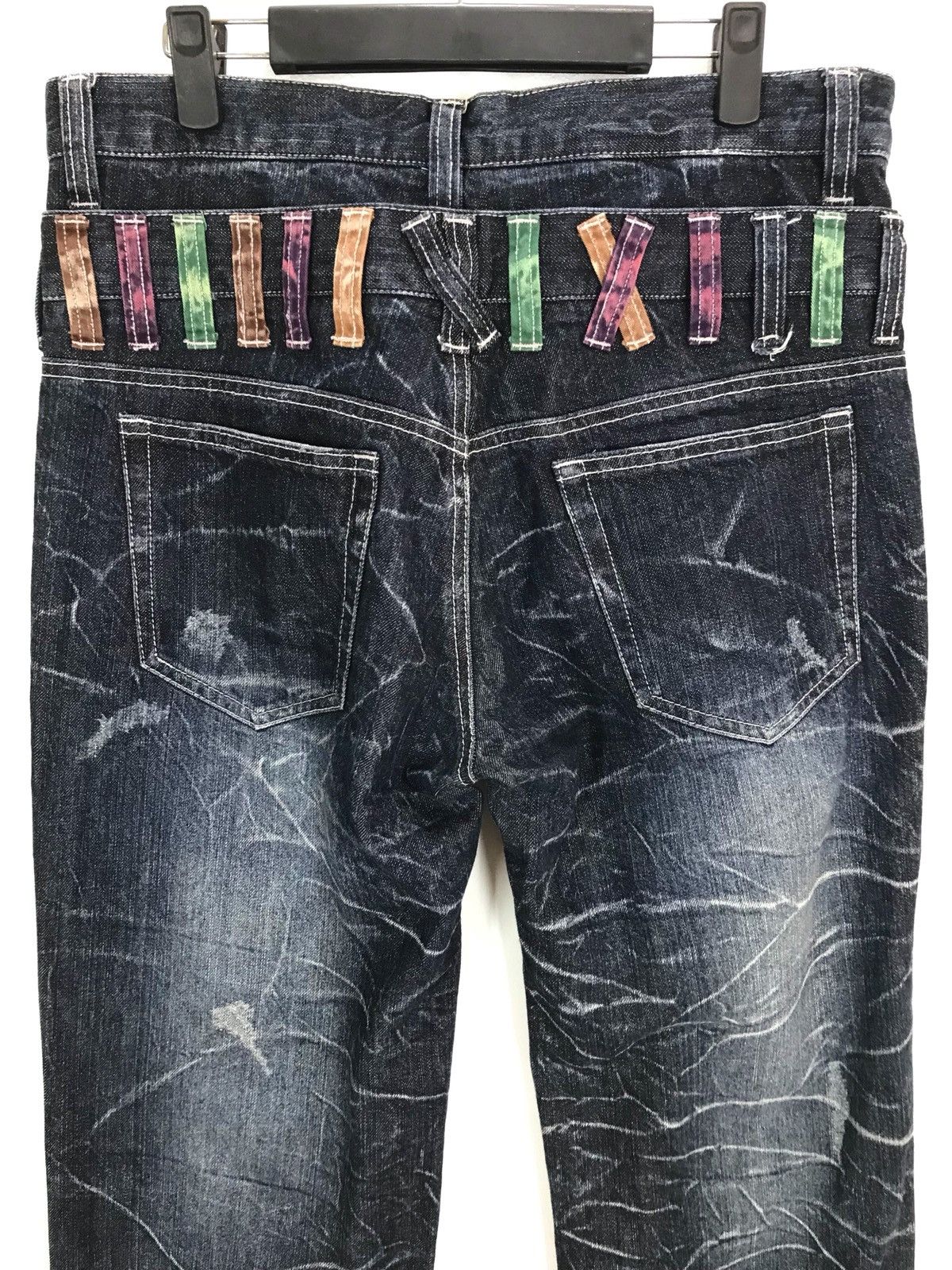 Comme des Garcons × Undercover Japanese Brand Double Waist Clawmark Faded Denim Jeans Size US 32 / EU 48 - 8 Thumbnail
