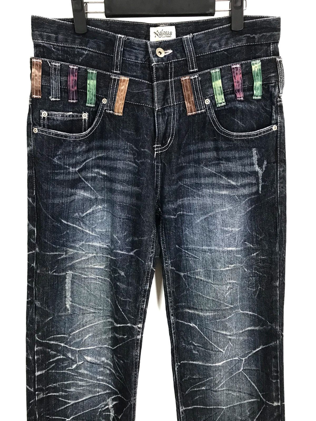 Comme des Garcons × Undercover Japanese Brand Double Waist Clawmark Faded Denim Jeans Size US 32 / EU 48 - 2 Thumbnail